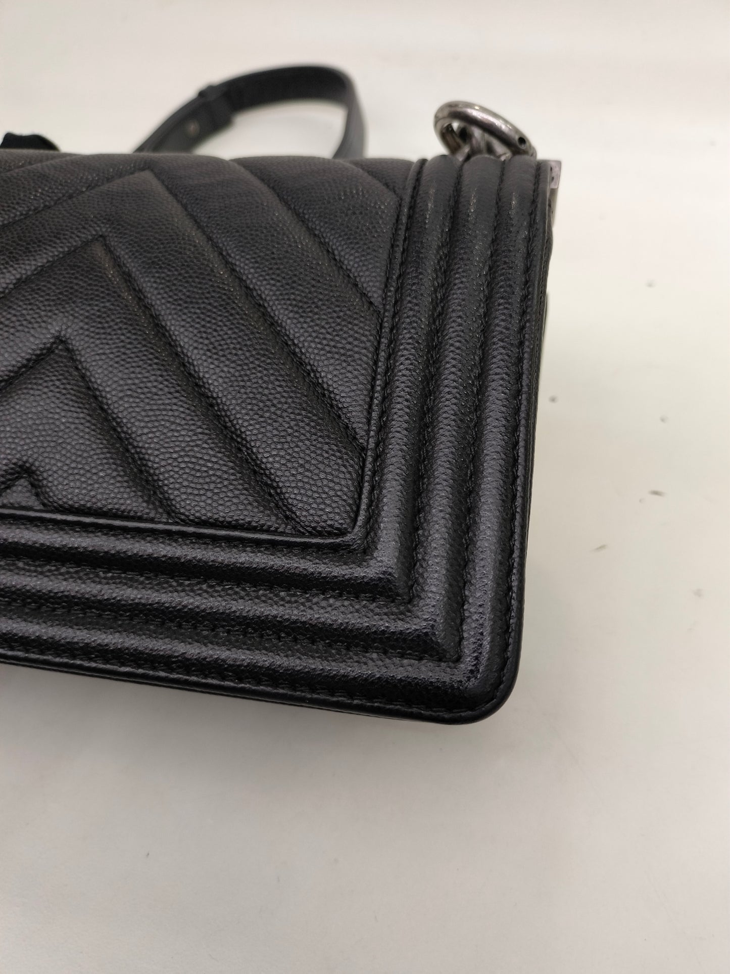 Chanel Boy 20 Chevron Caviar Black RHW #24