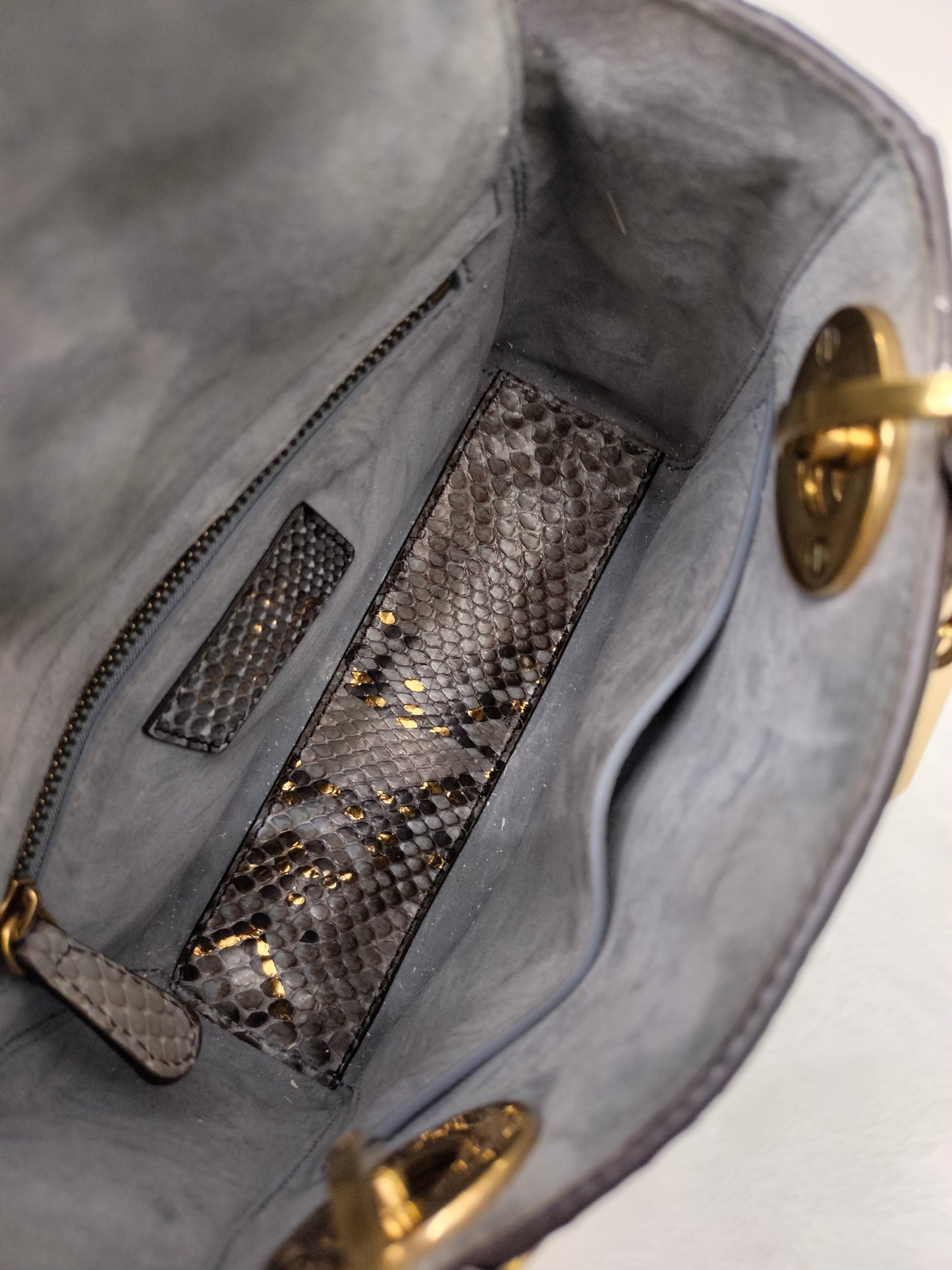 Lady Dior Mini Cannage Supple Python Gray Gold GHW 2017