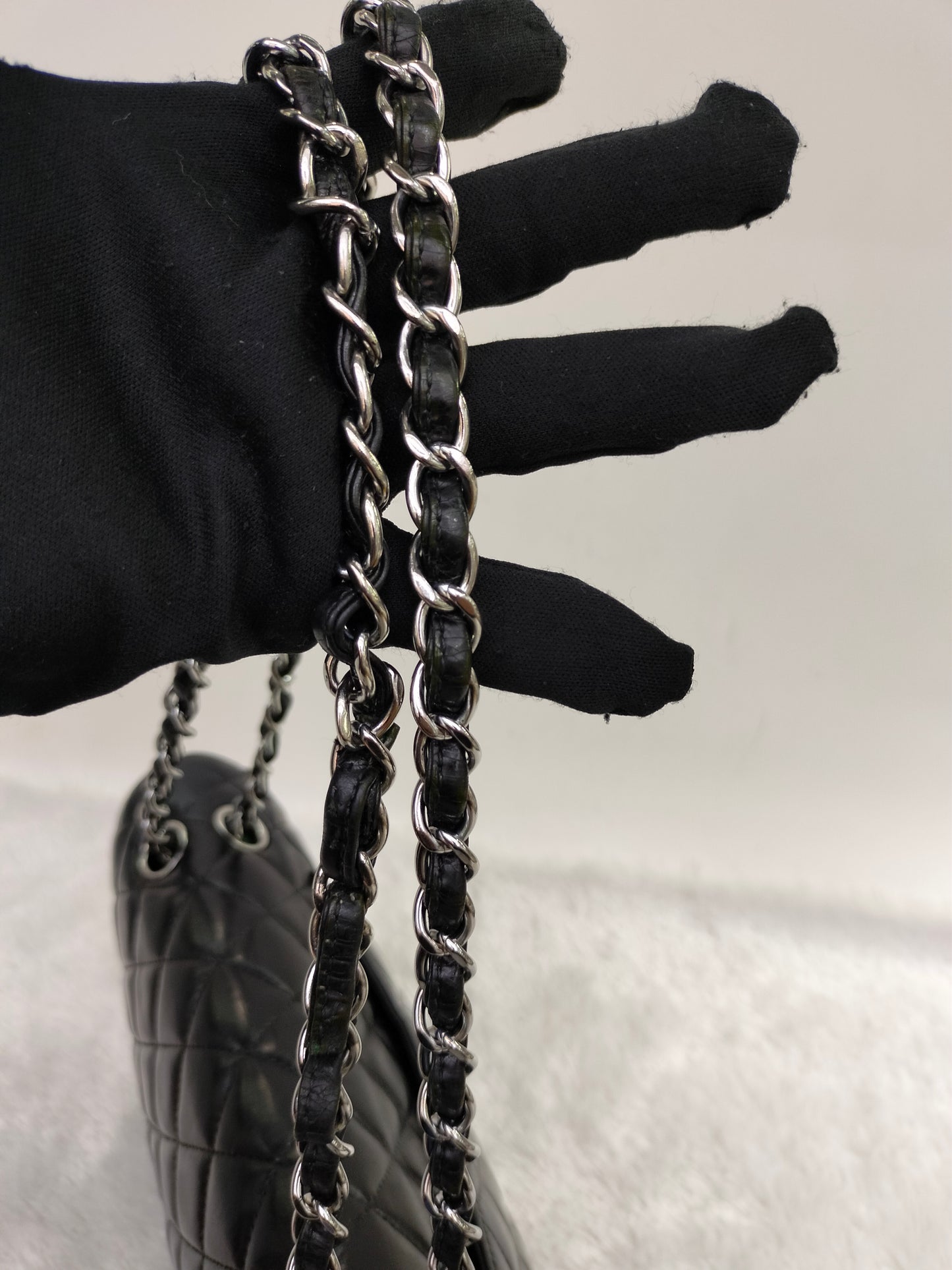 Chanel Medium Patent Black Green SHW DF #15