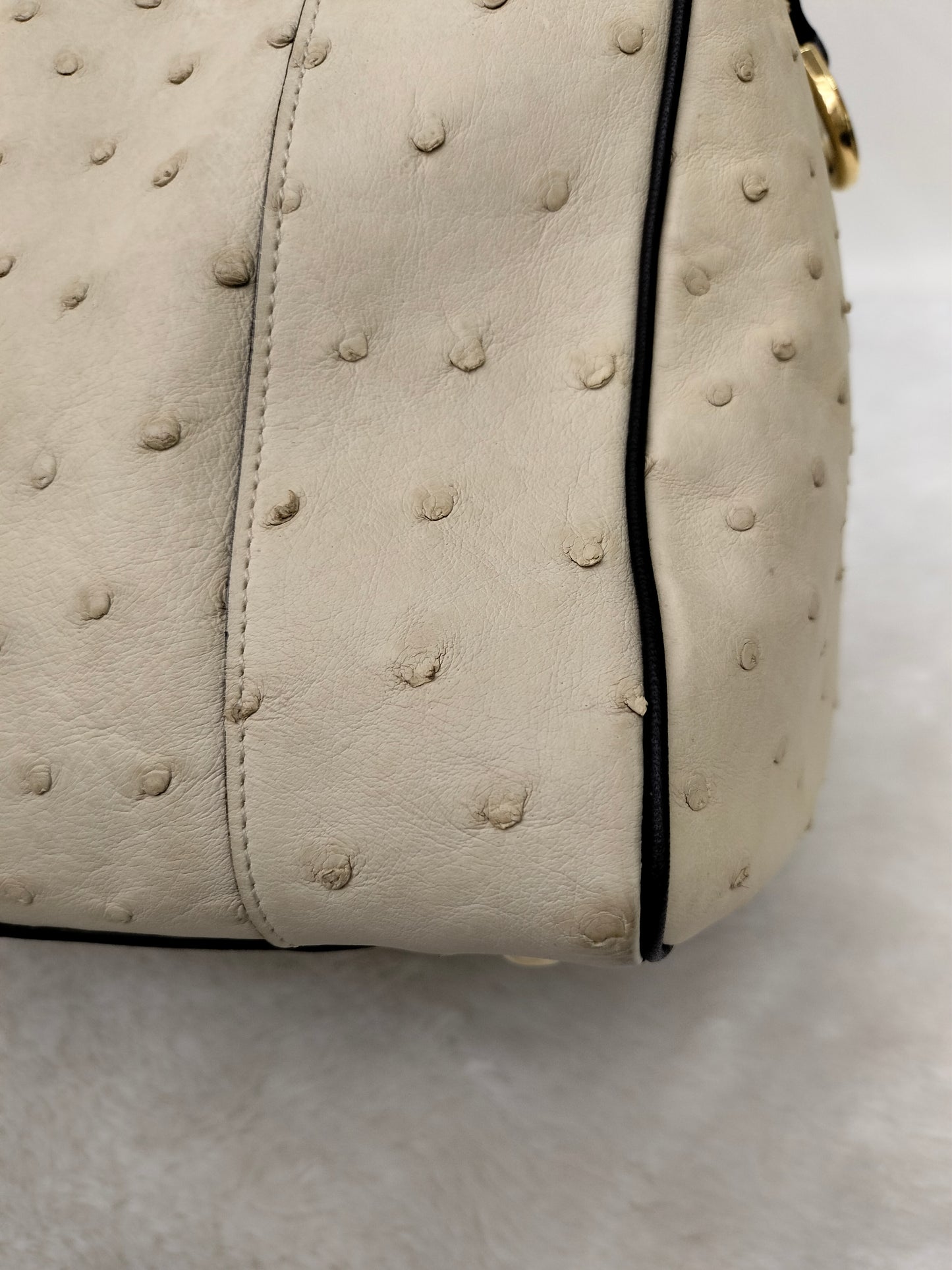 Loewe Fusta Ostrich Anagram Beige Brown GHW 2011