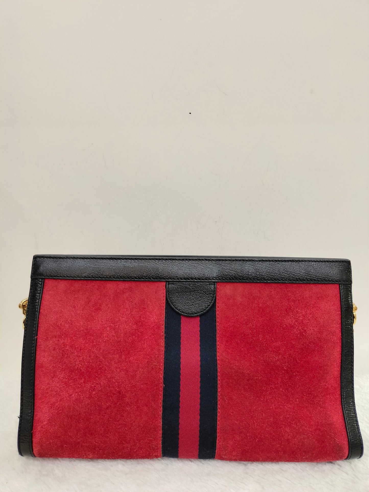 Gucci Ophidia Medium Suede Patent Black Red GHW