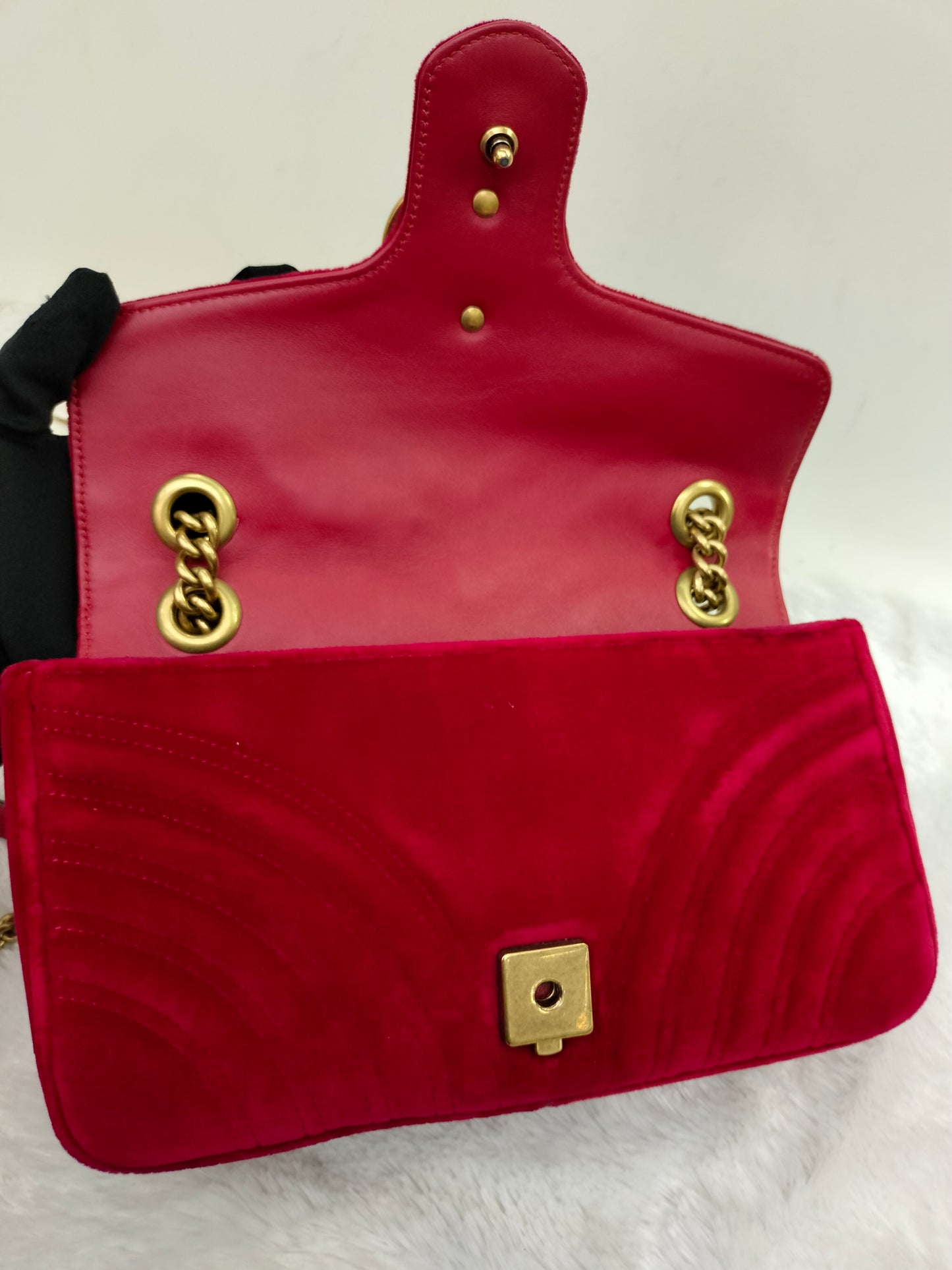 Gucci Marmont Small Velvet Red GHW 2018
