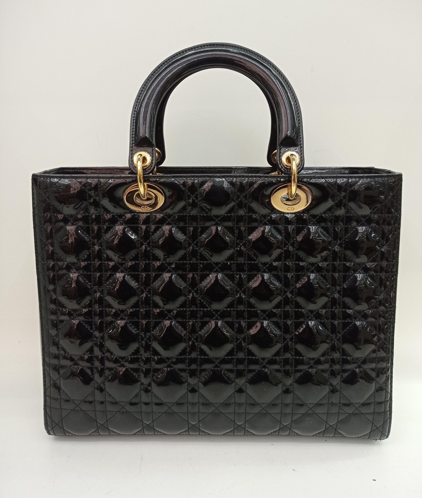 Lady Dior Large Patent Black GHW 2015