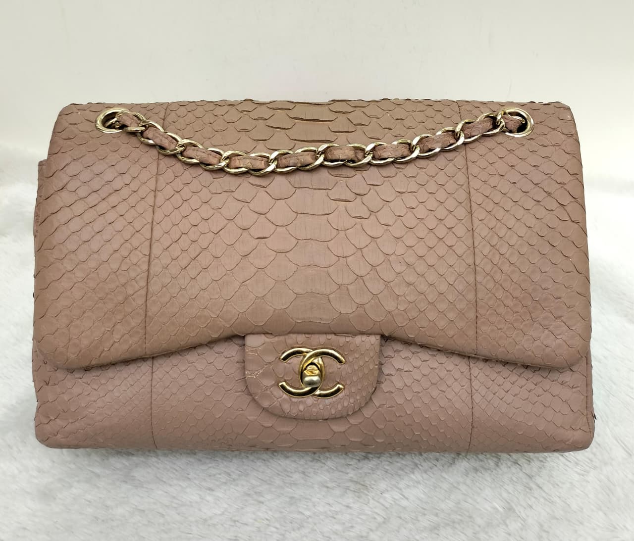 Chanel Jumbo Python Caramel GHW DF #18