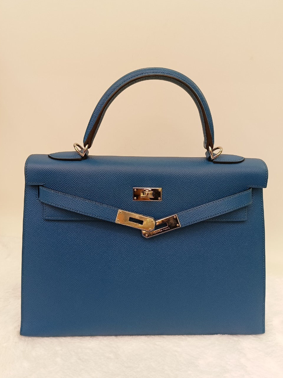 Kelly32 Epsom Sellier Bleu Izmir PHW #R square