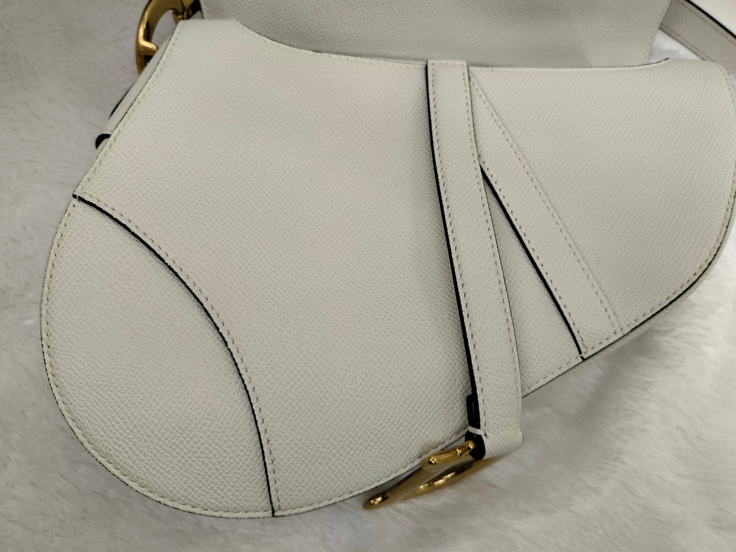 Dior Saddle Medium Grained White GHW 2020