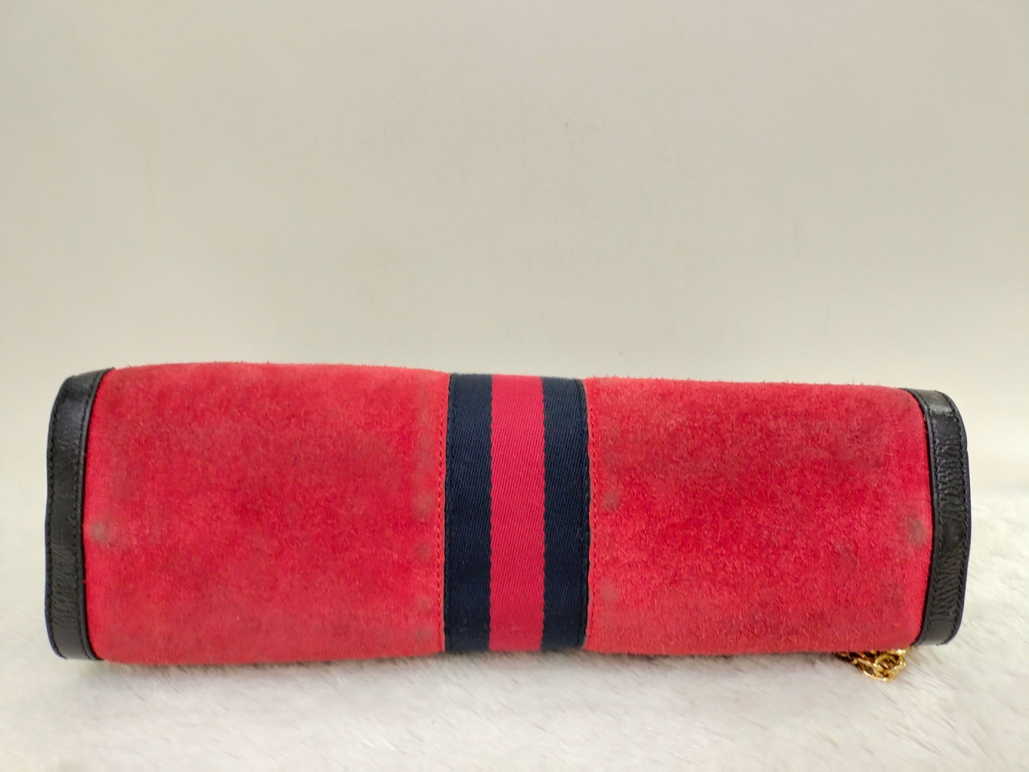 Gucci Ophidia Medium Suede Patent Black Red GHW