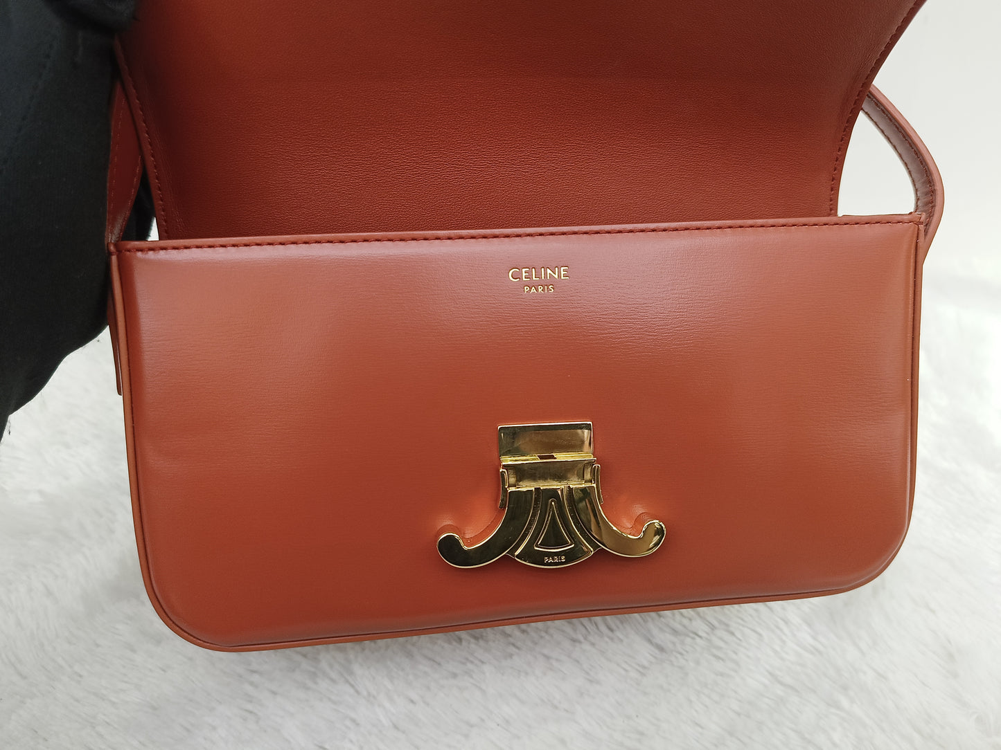 Celine Triomphe East West Calfskin Cornelian GHW 2022