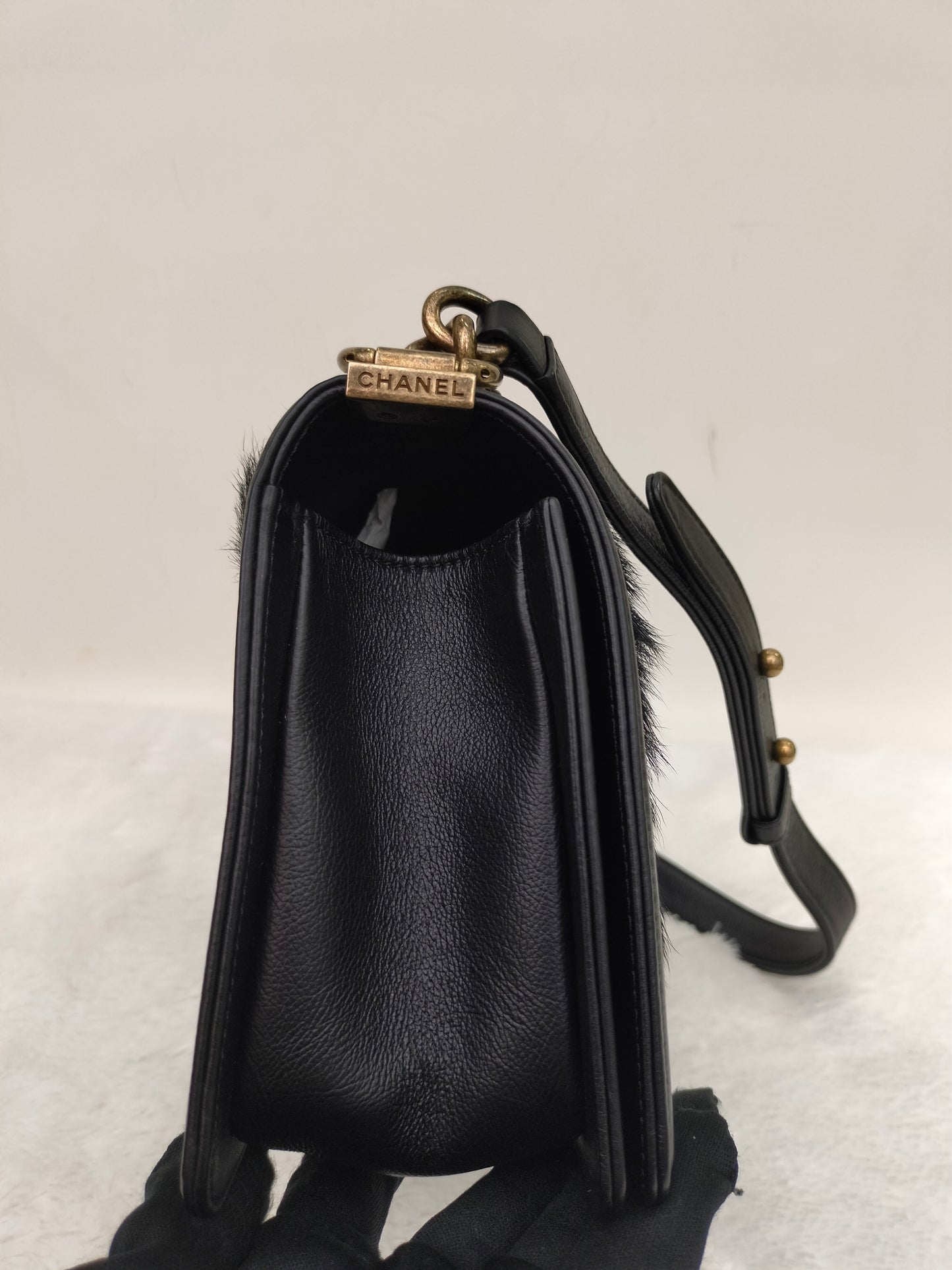 Chanel Boy 25 Fur Black RGHW #21
