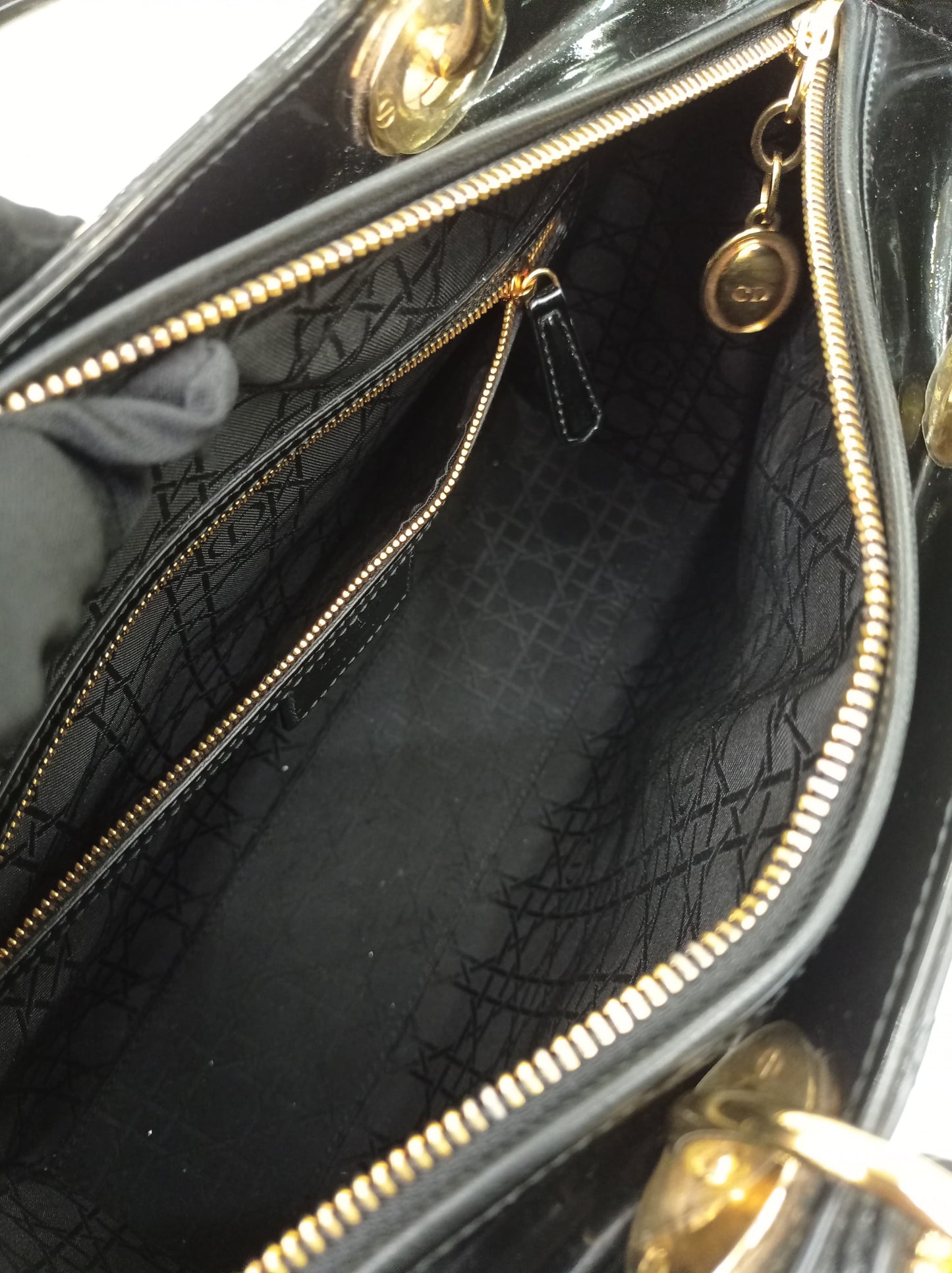 Lady Dior Large Patent Black GHW 2015