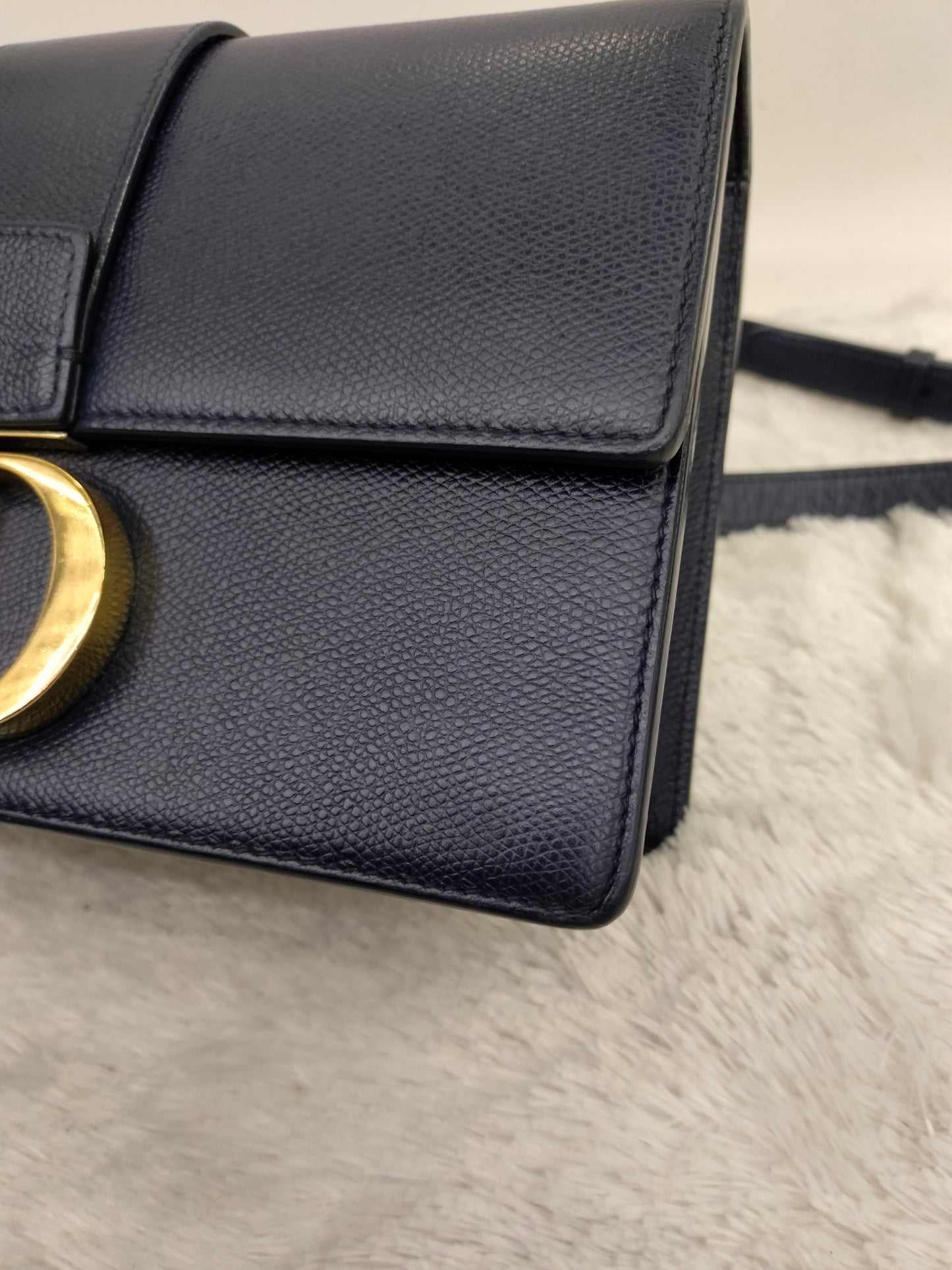 Dior Montaigne East West Grained Navy Blue GHW 2019