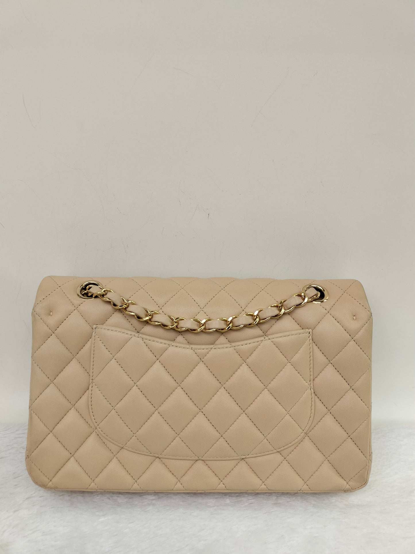 Chanel Medium Lamb Beige GHW DF #19