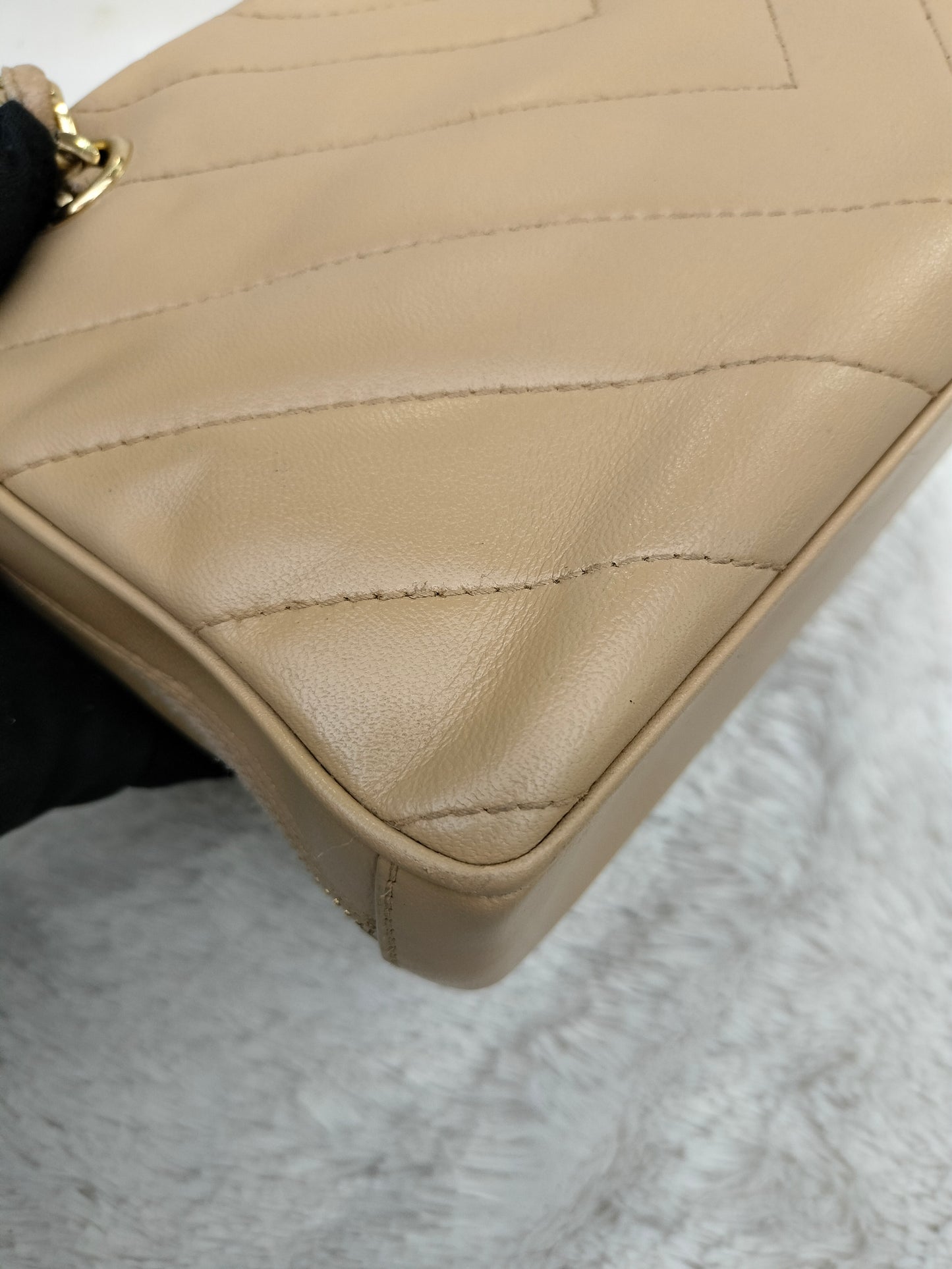 Chanel Camera Chevron Lamb Beige GHW #6