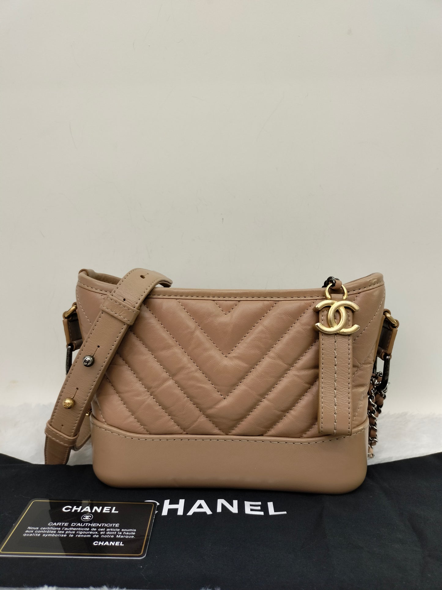 Chanel Gabrielle Small Chevron Beige GHW #29