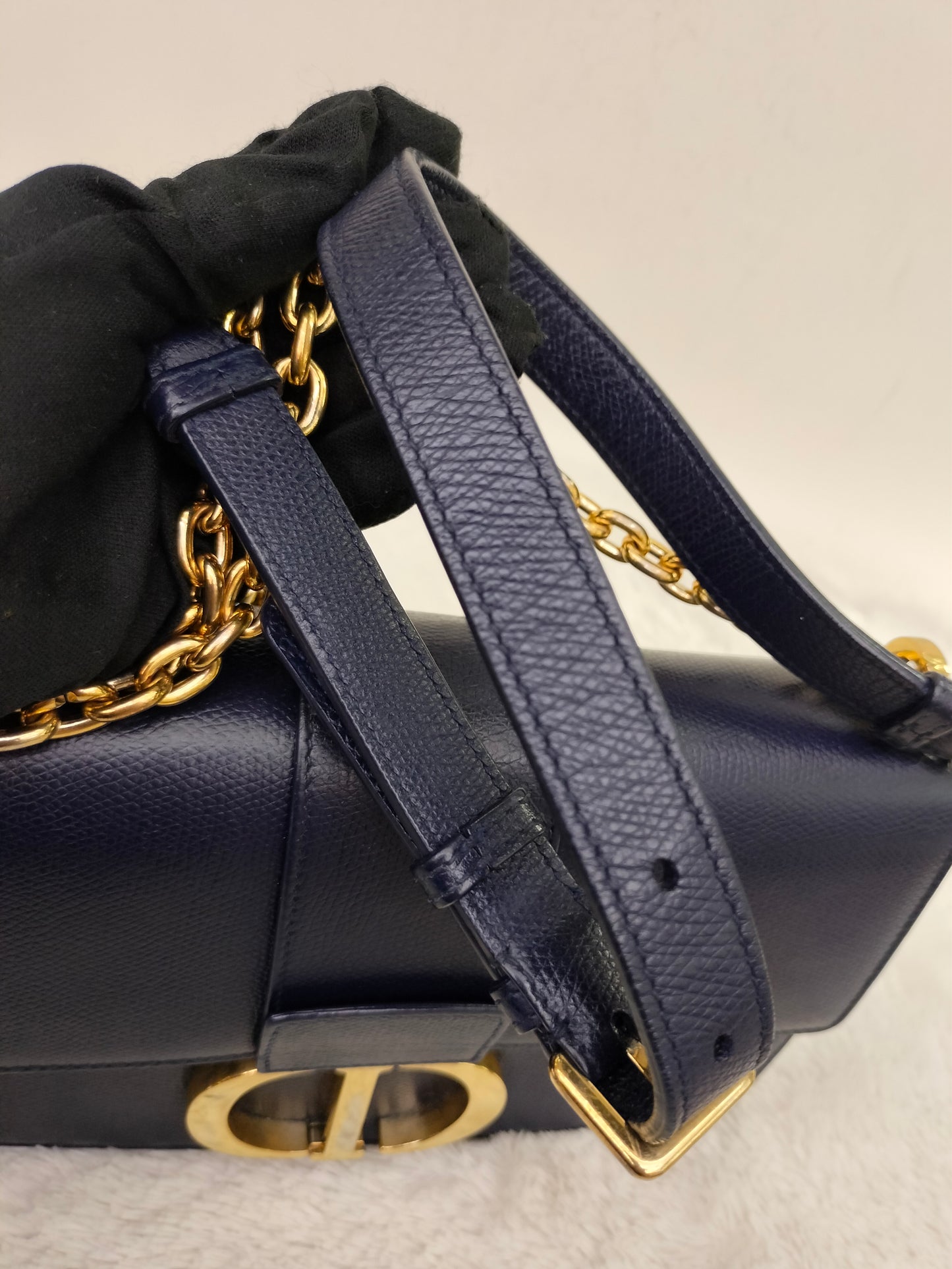 Dior Montaigne East West Grained Navy Blue GHW 2019