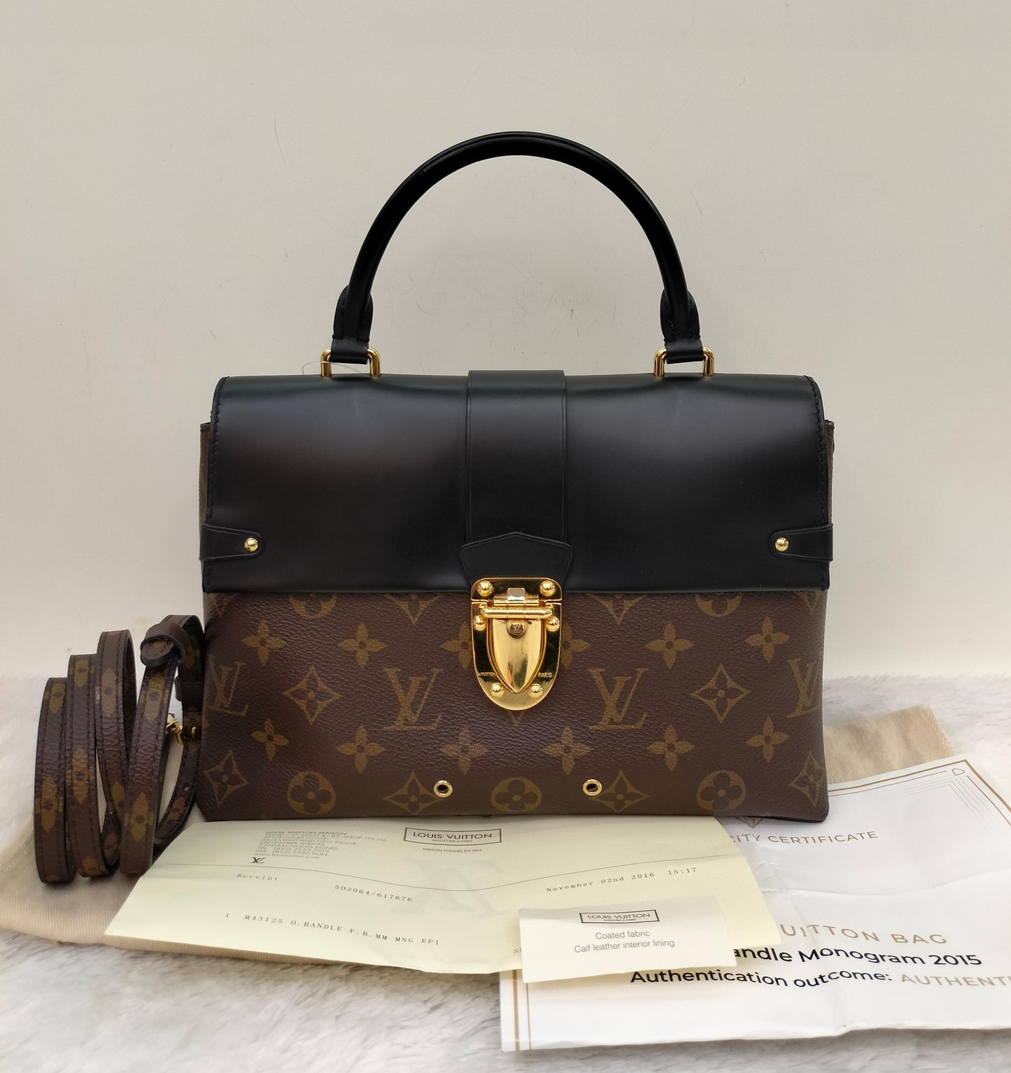 LV One Handle Flap Bag MM Monogram Noir 2016