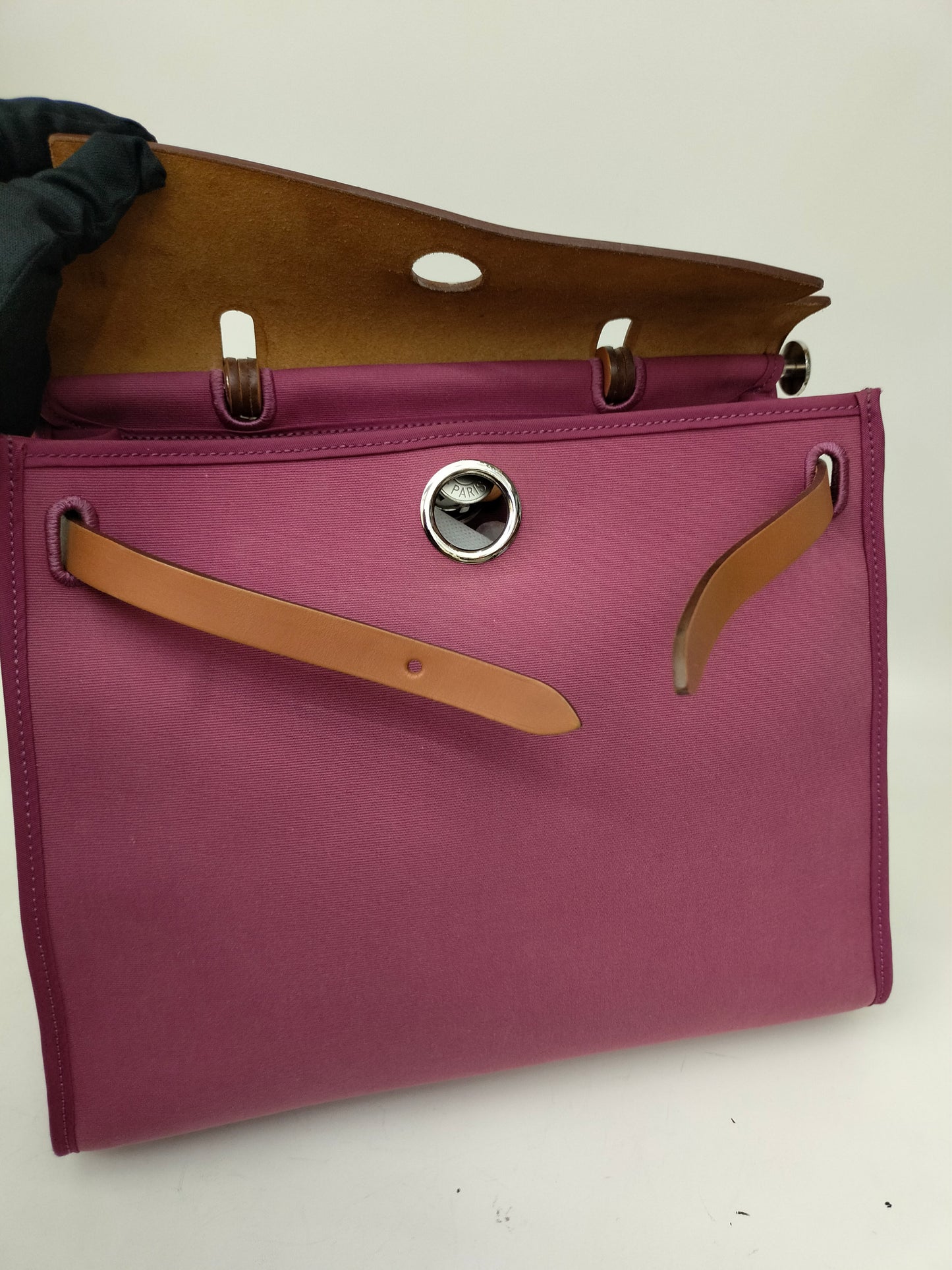 HB31 Zip Canvas Rose Purple Flap Brown PHW #R square