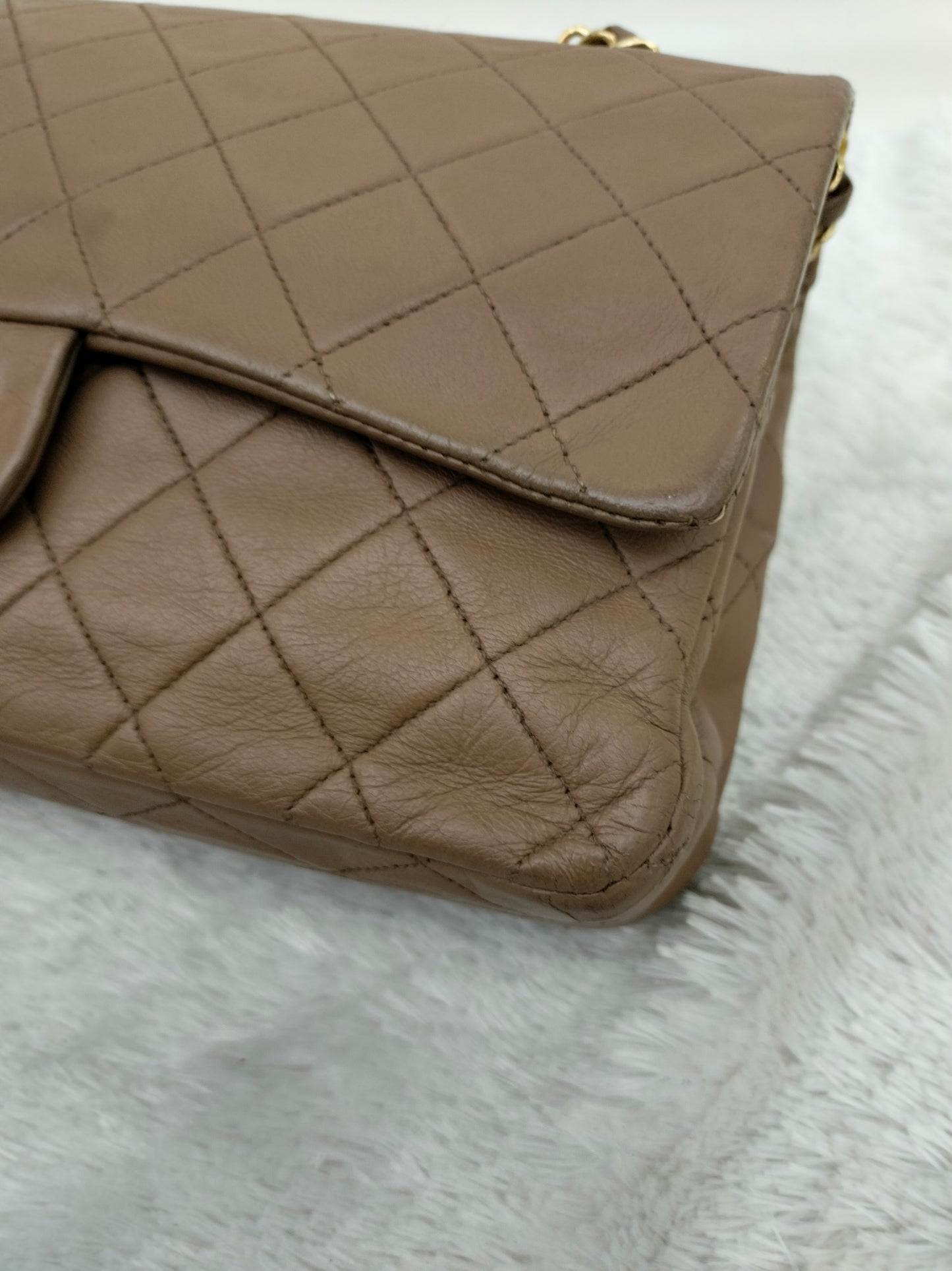 Chanel Medium Lamb Brown Vintage GHW DF #1