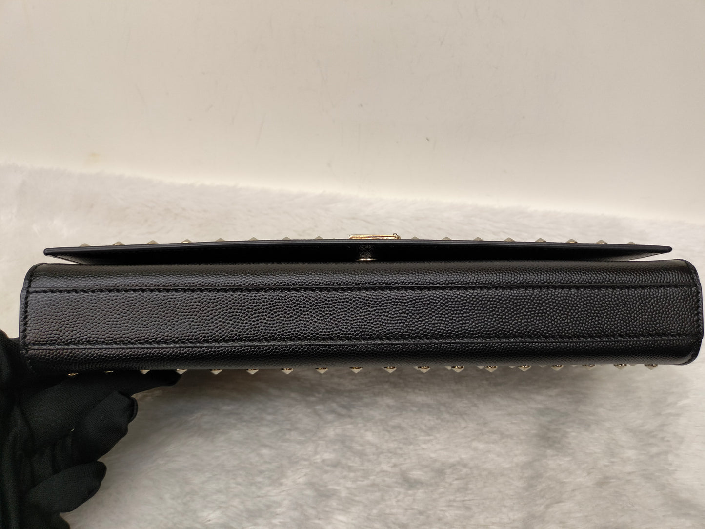 YsL Kate Cassandre Clutch Studded Grained Black SHW 2014