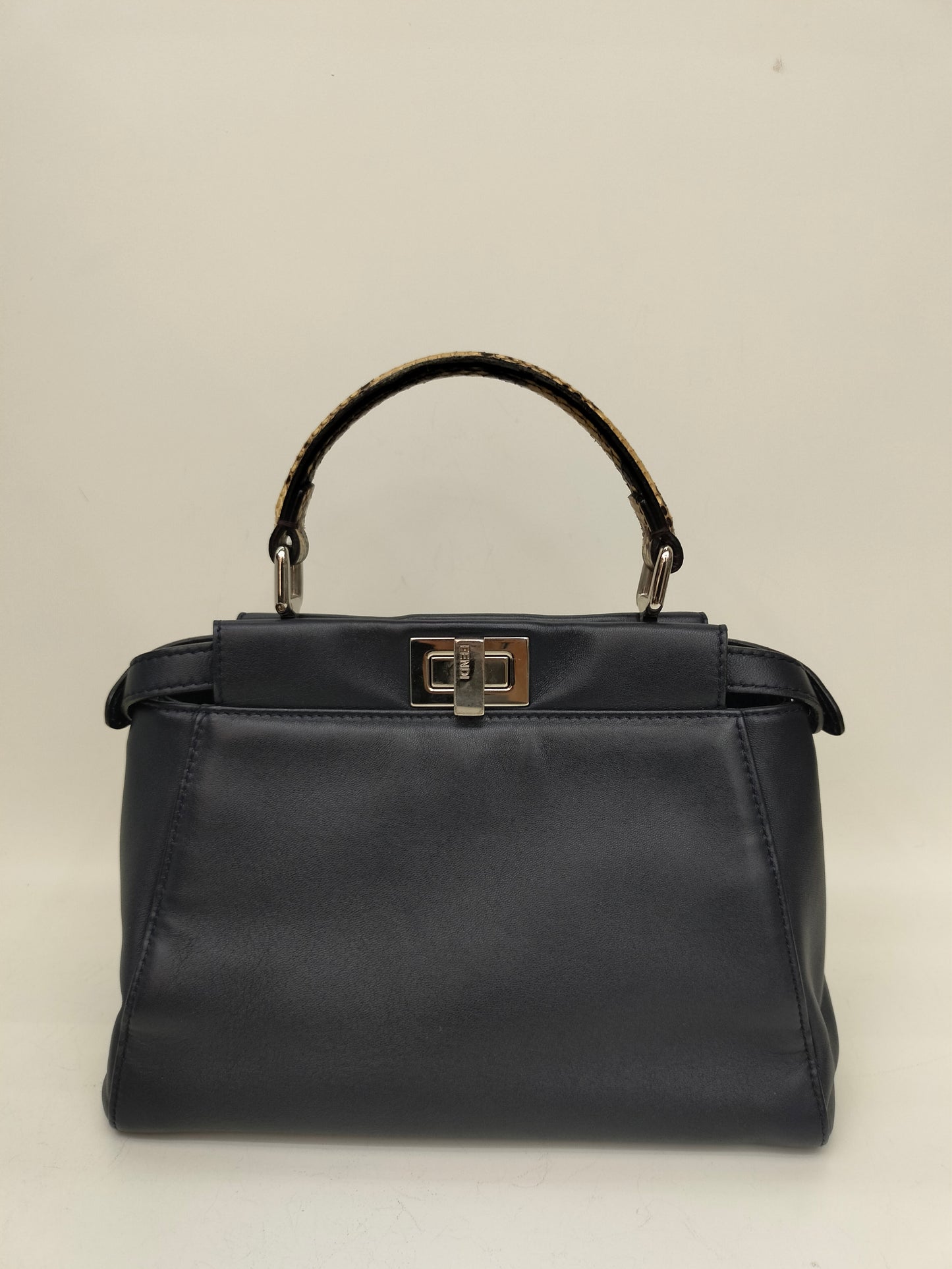Fendi Peekaboo Mini Monster Black Handle Python SHW