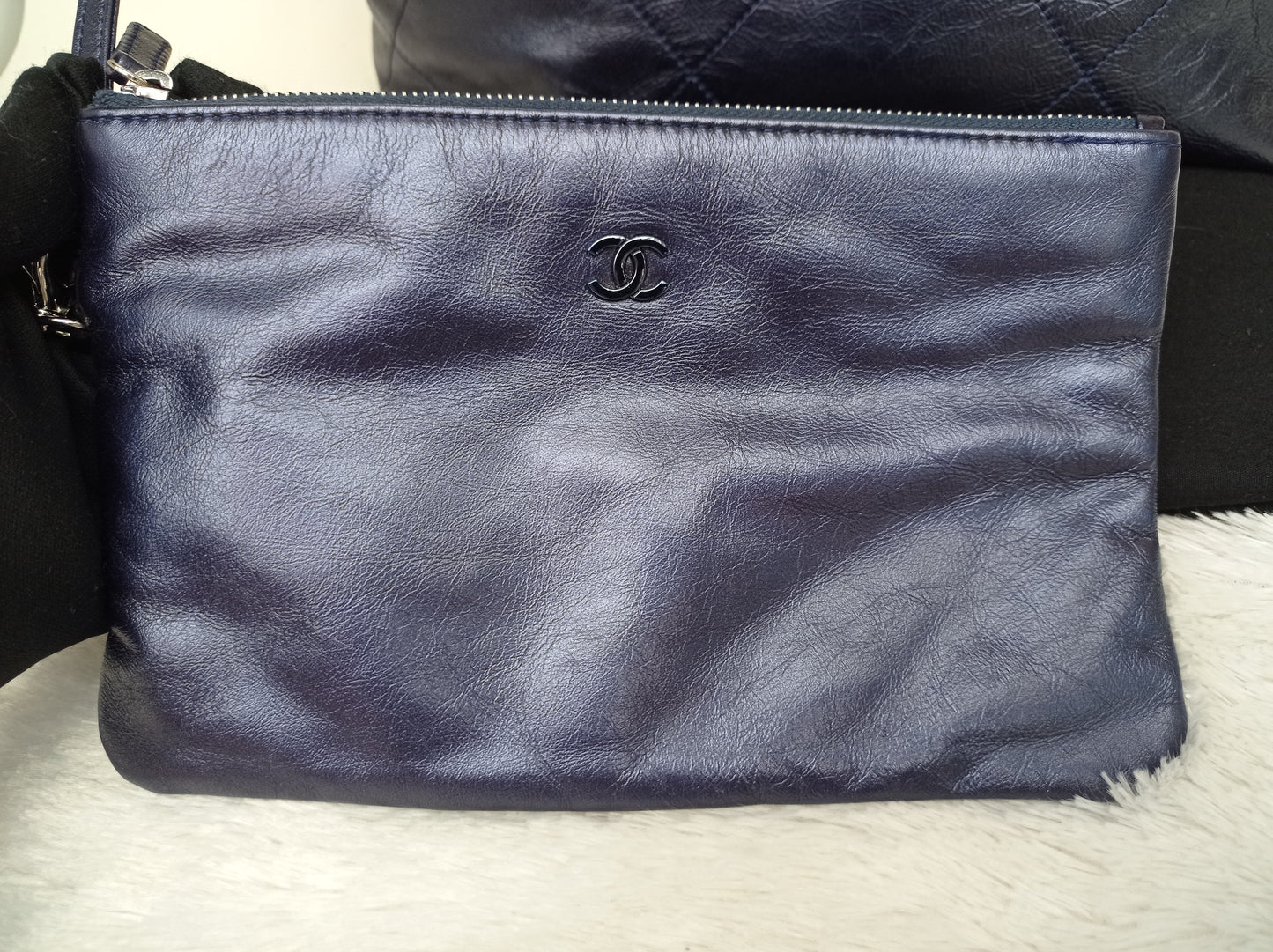 Chanel C22 Small Calfskin Iridescent Blue Metallic (CHIP)
