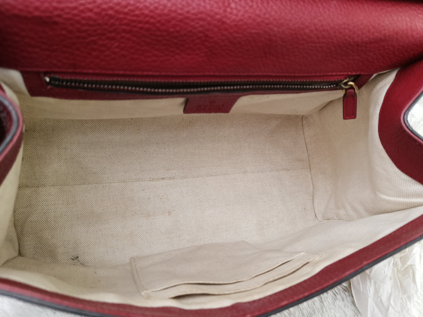 Gucci Top Handle Medium Marmont Grained Red GHW