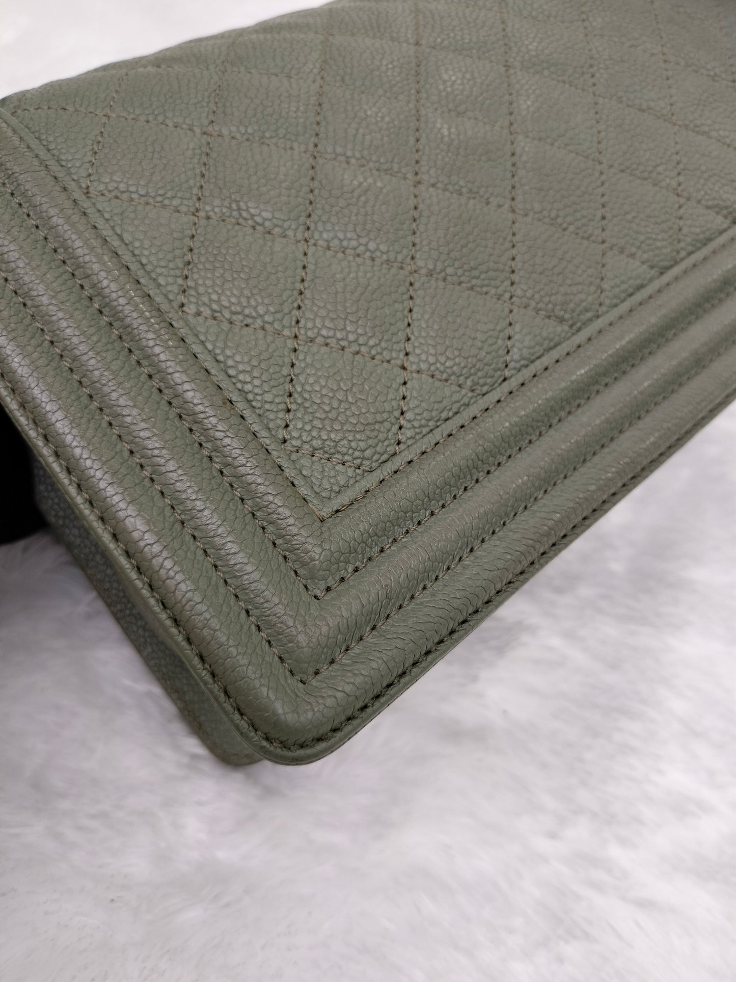 Chanel Boy 25 Caviar Green SHW #25