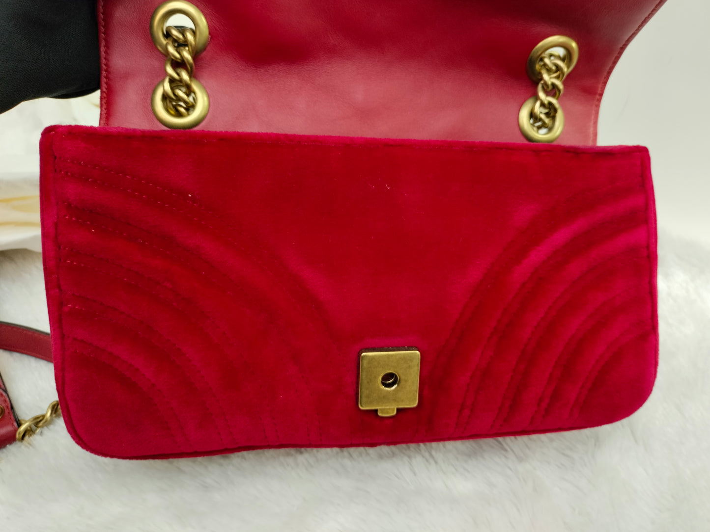 Gucci Marmont Small Velvet Red GHW 2018