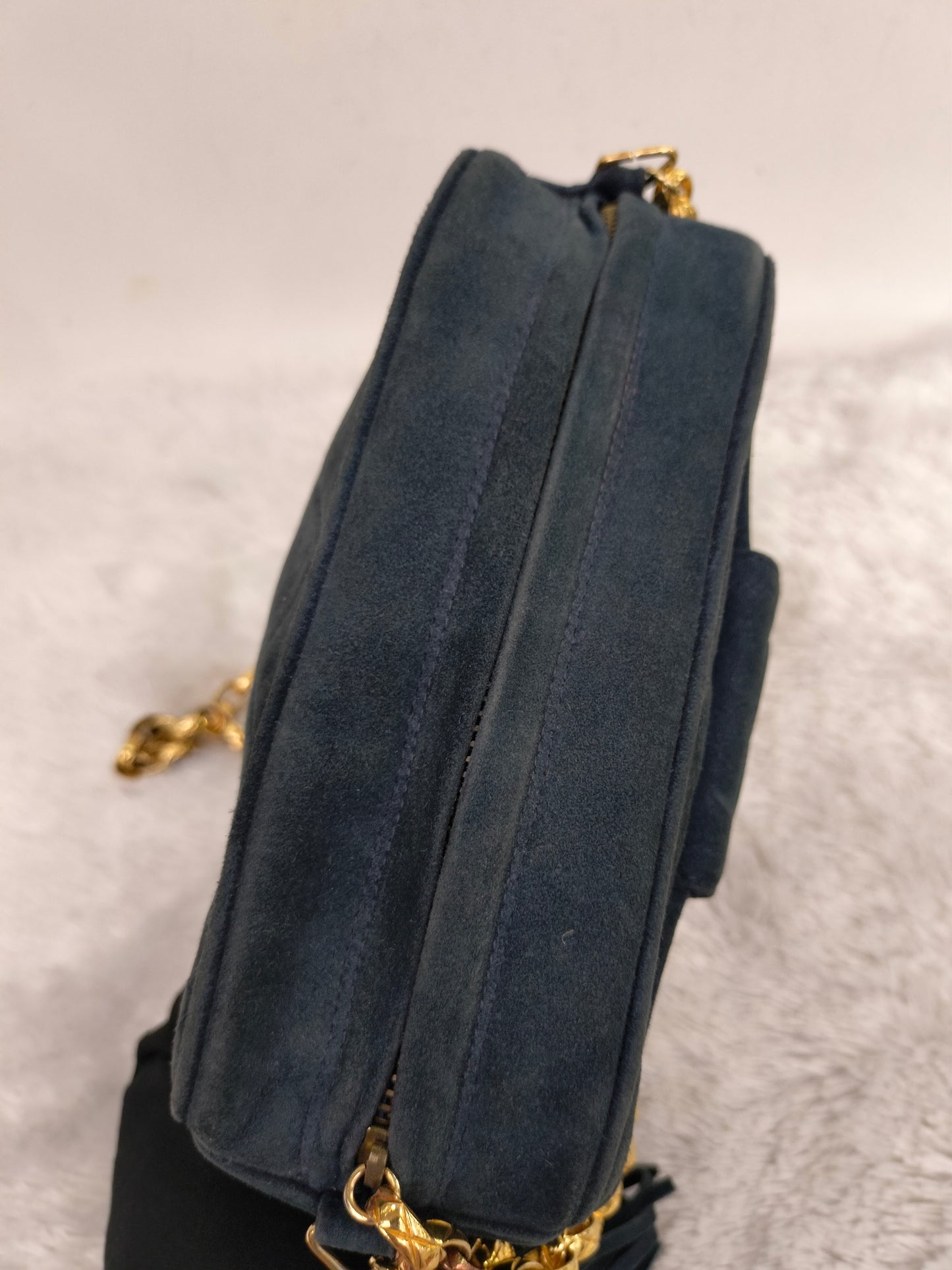 Chanel Mini Camera Suede Navy GHW #1