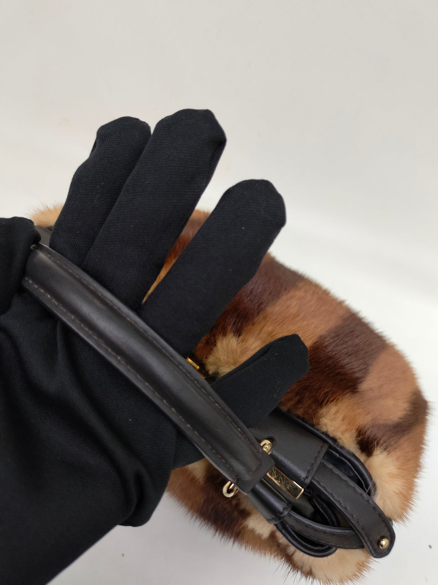 Fendi Peekaboo Mini Fur Black Brown GHW