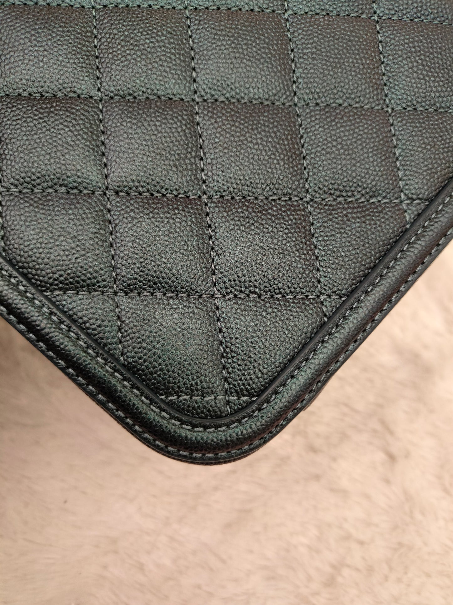 Chanel Filigree Vanity Case Medium Caviar Iridescent Rainbow Dark Turquoise #26