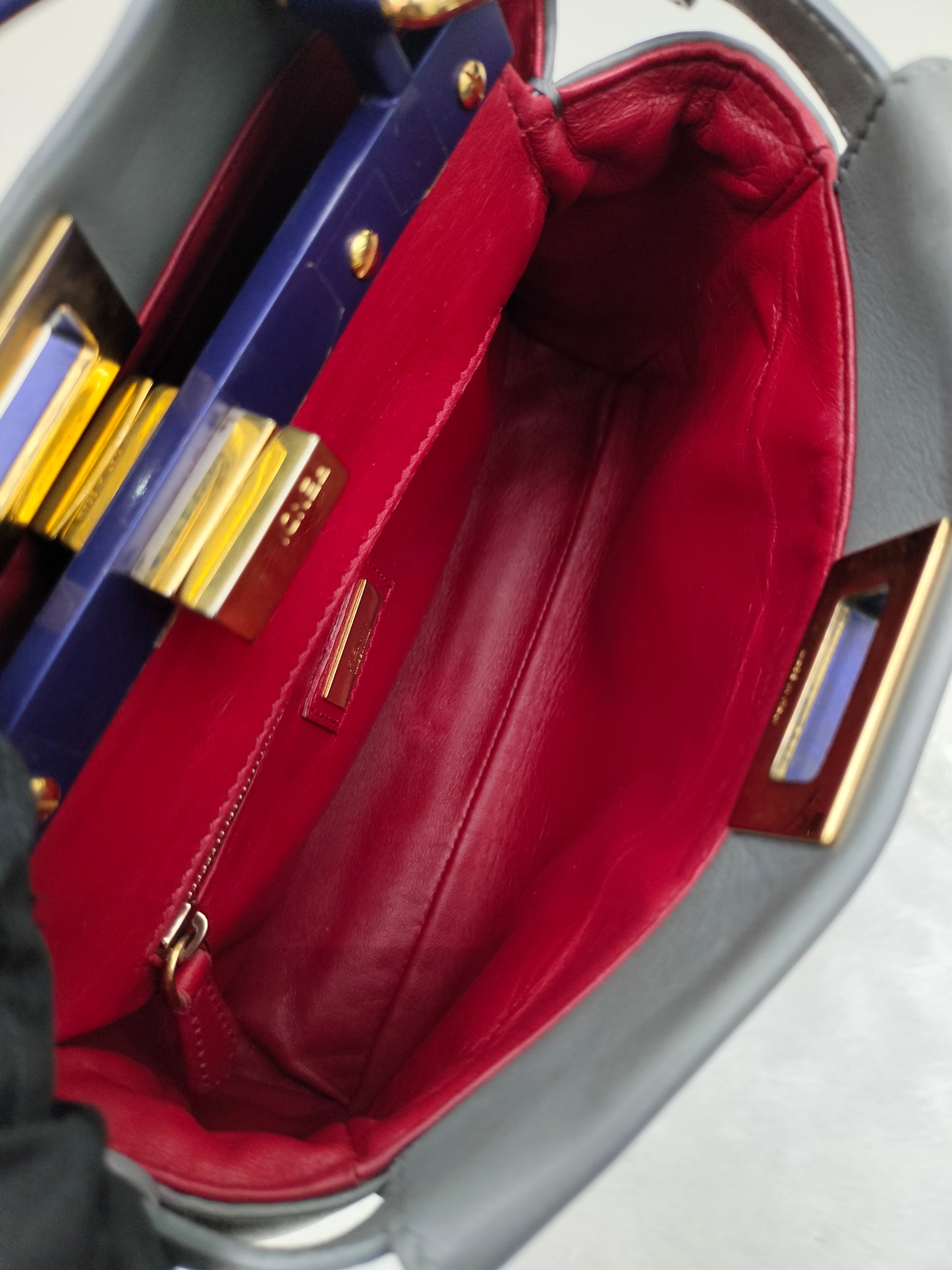 Fendi Peekaboo Mini Grey Blue GHW