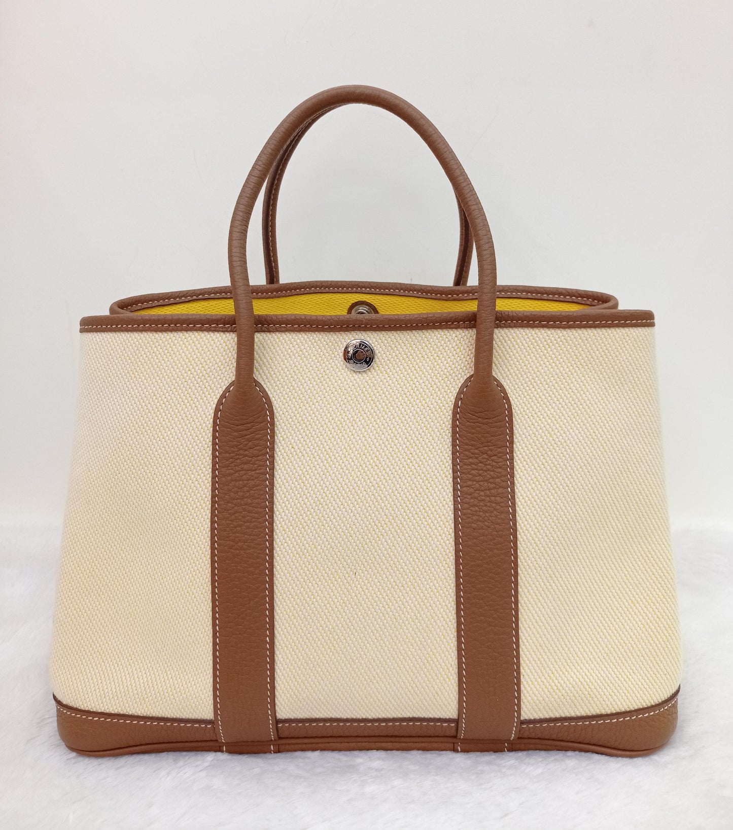Garden Party 30 Canvas Leather Jaune Citroen Biscuit #C