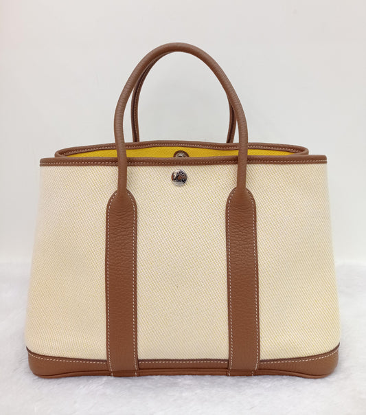 Garden Party 30 Canvas Leather Jaune Citroen Biscuit #C