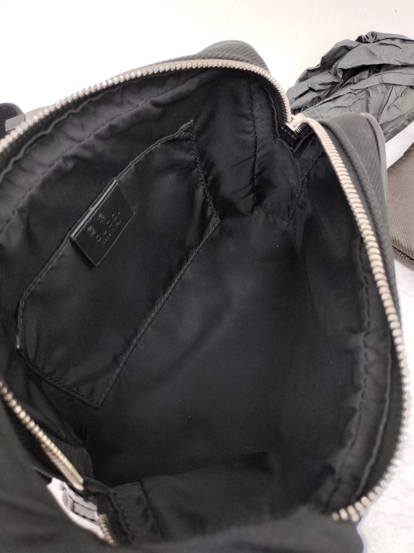 Gucci Techno Web Belt Bag Stripe Canvas Black SHW