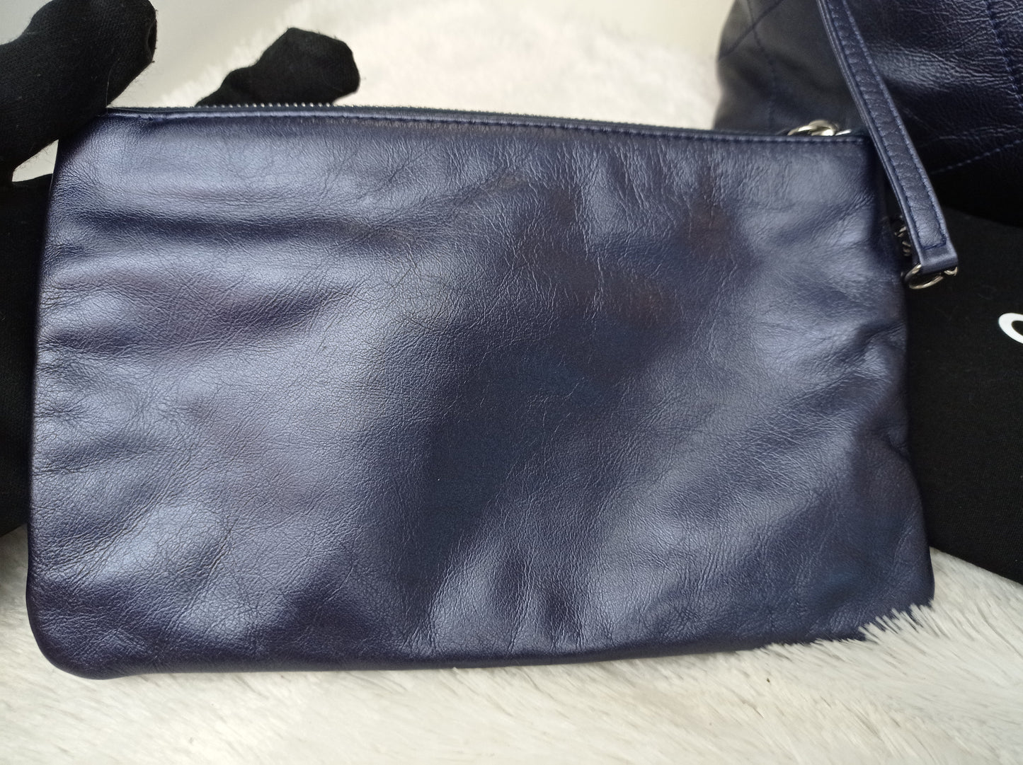 Chanel C22 Small Calfskin Iridescent Blue Metallic (CHIP)