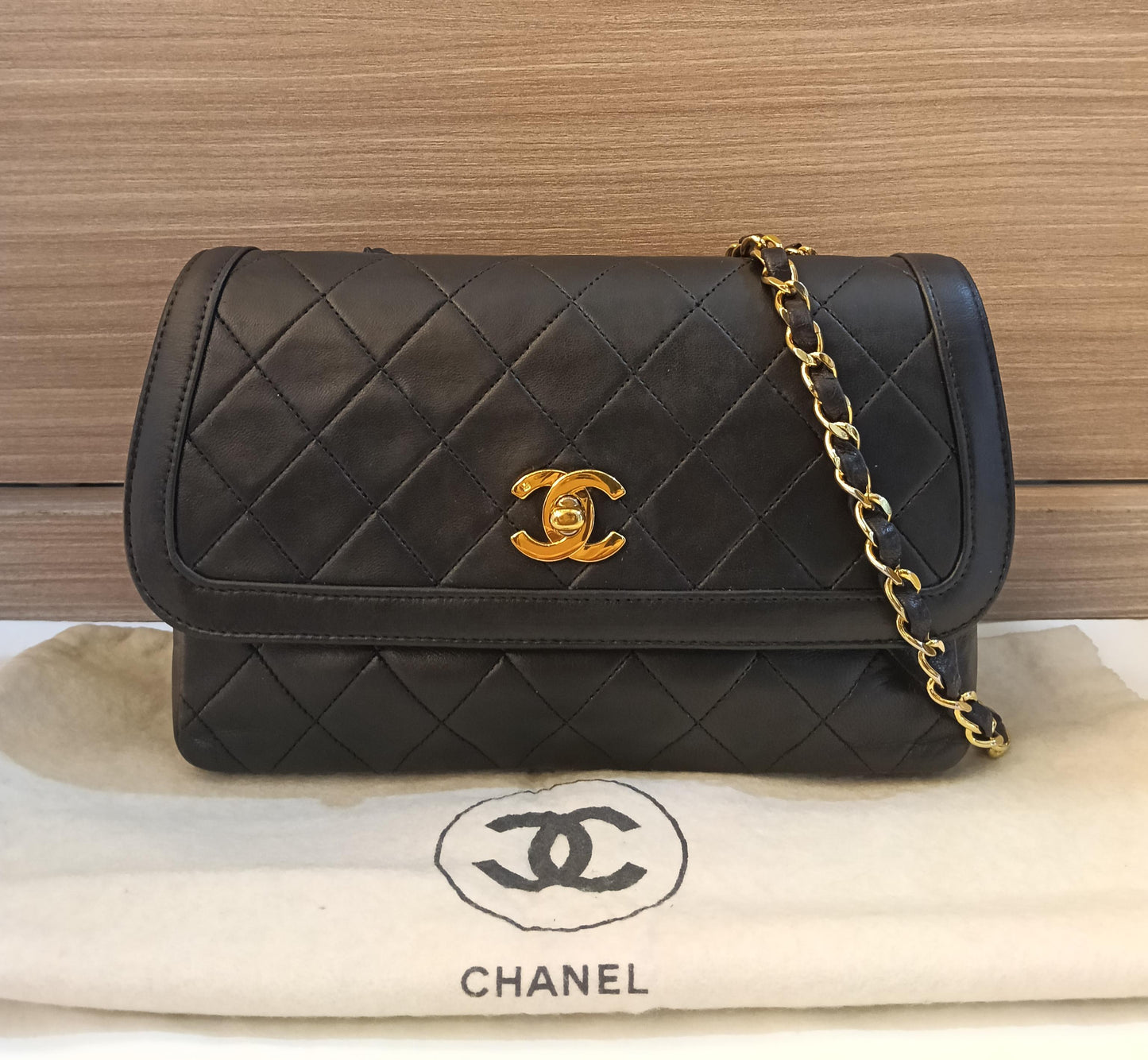 Chanel Timeless Diana Small Lamb Black Vintage GHW #1