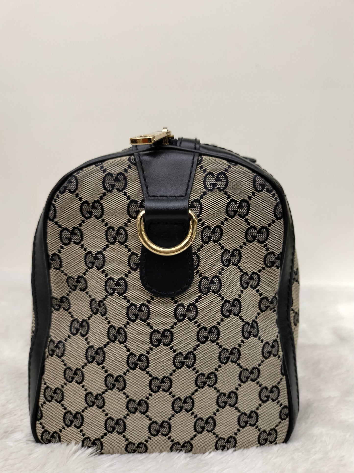 Gucci Boston Canvas Stripe Dark Blue GHW
