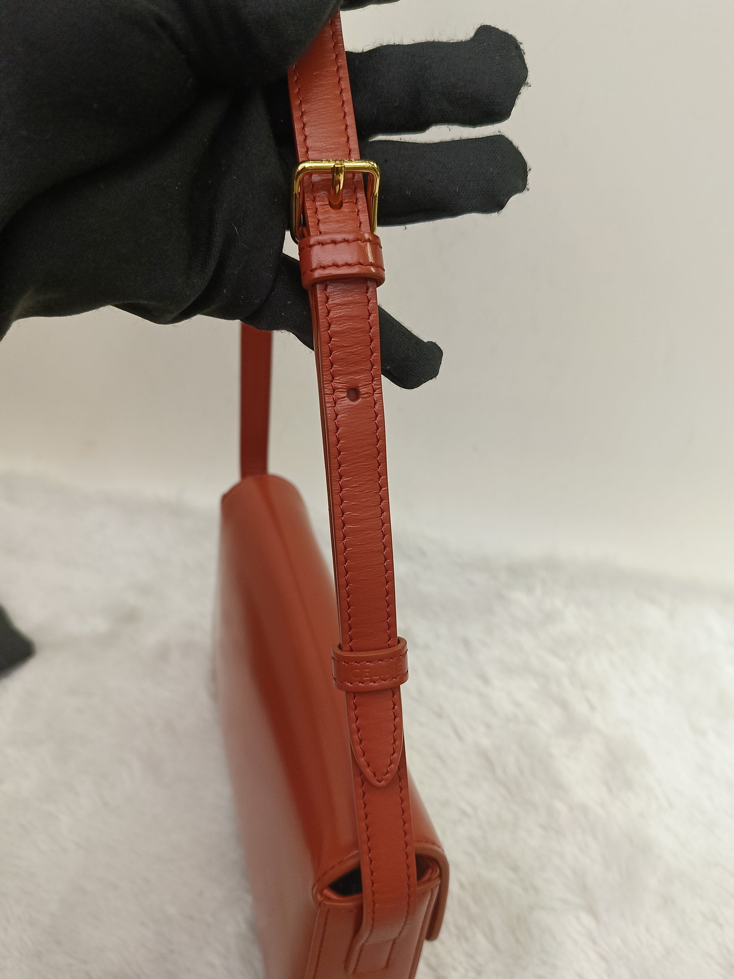 Celine Triomphe East West Calfskin Cornelian GHW 2022