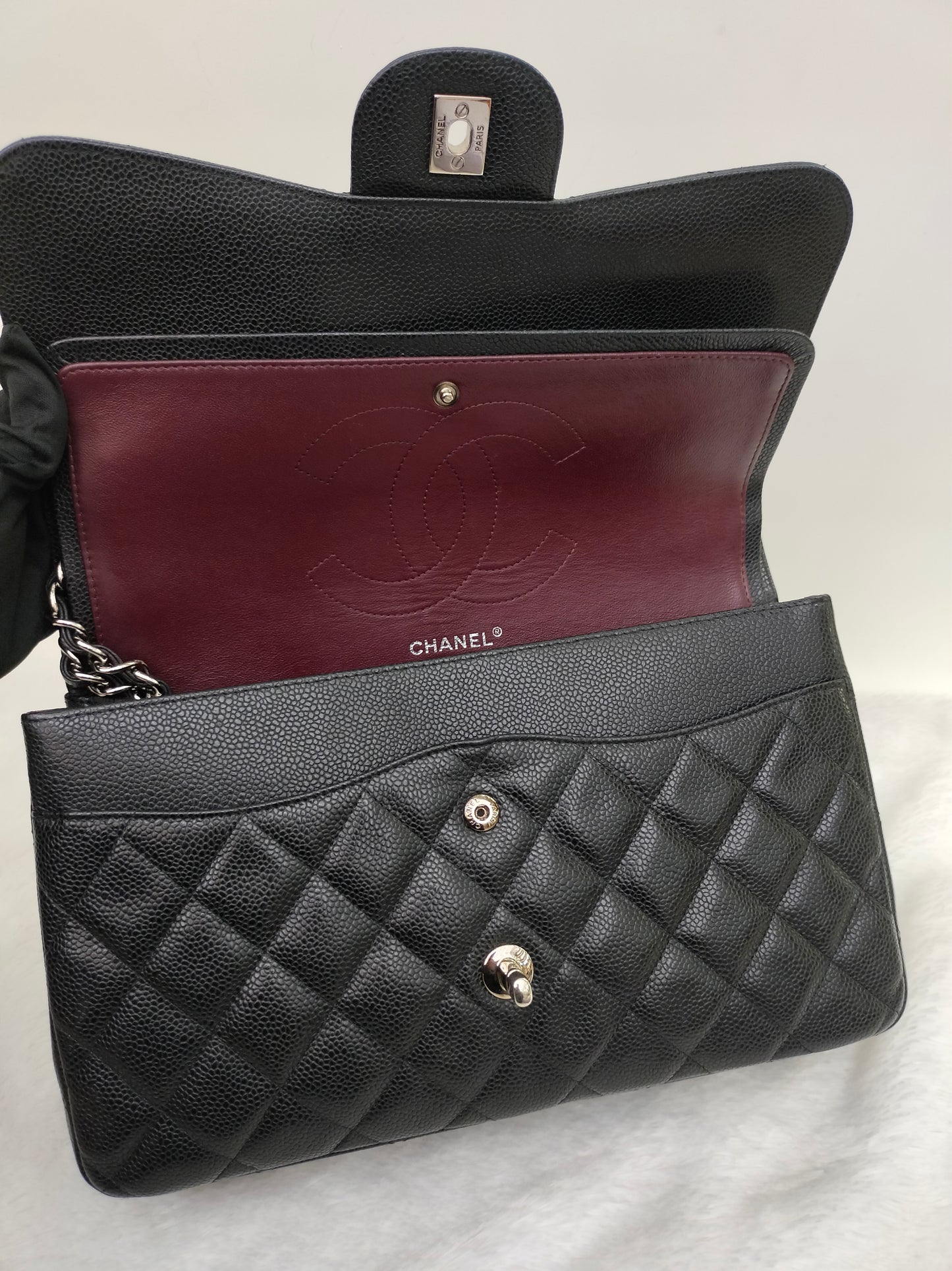 Chanel Jumbo Caviar Black SHW DF #18