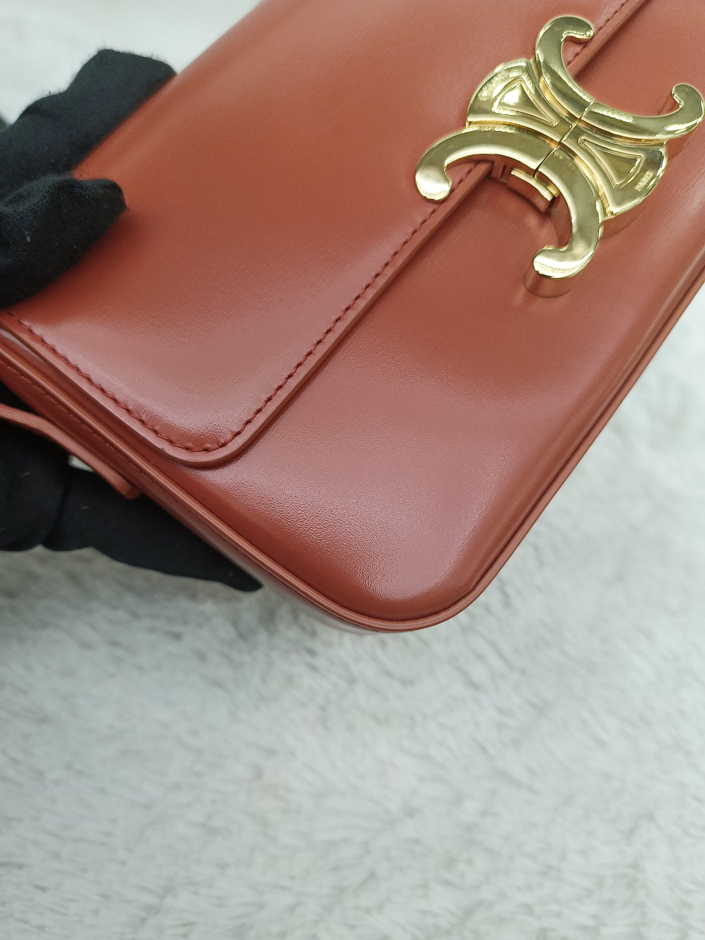 Celine Triomphe East West Calfskin Cornelian GHW 2022