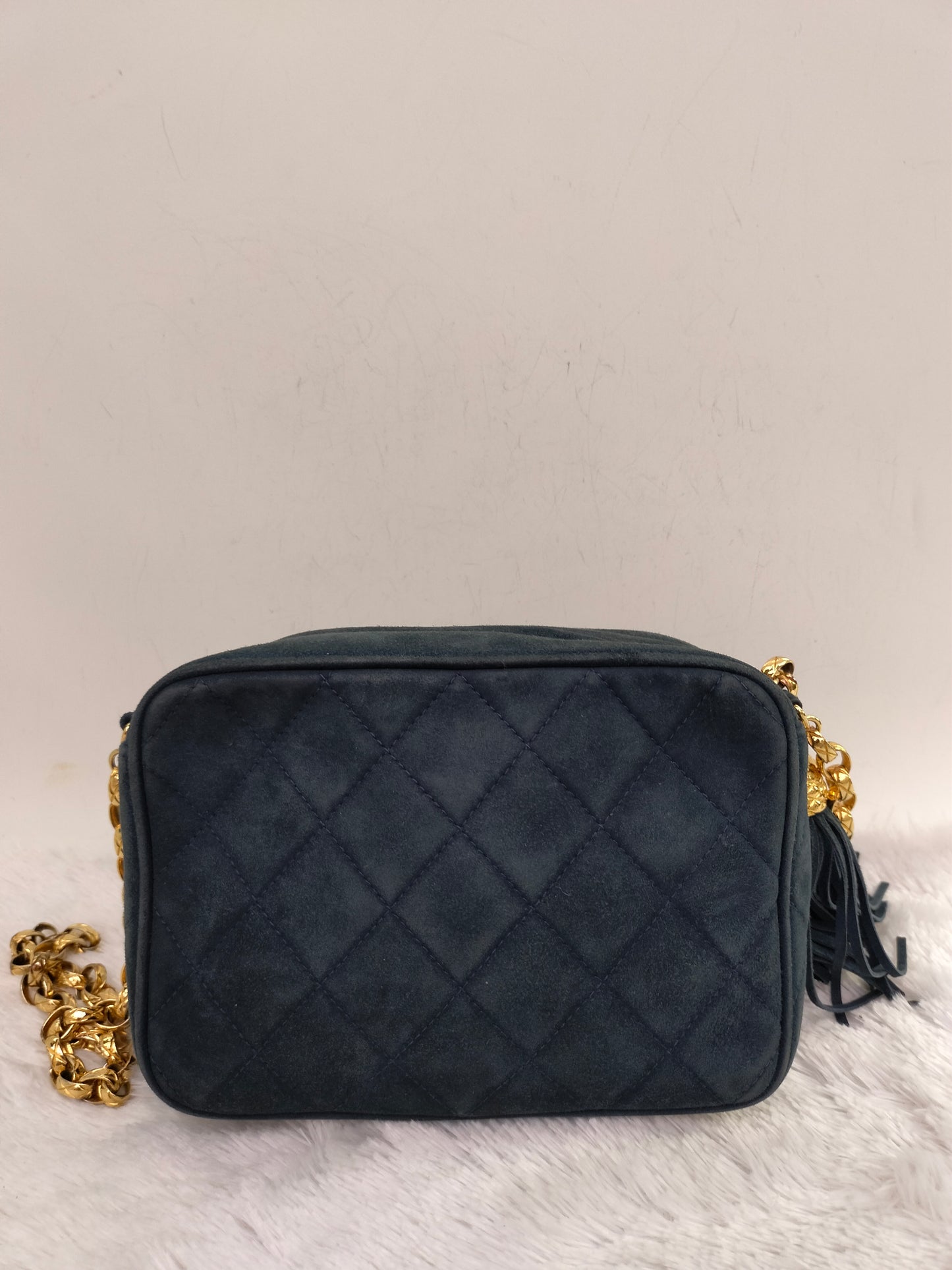 Chanel Mini Camera Suede Navy GHW #1