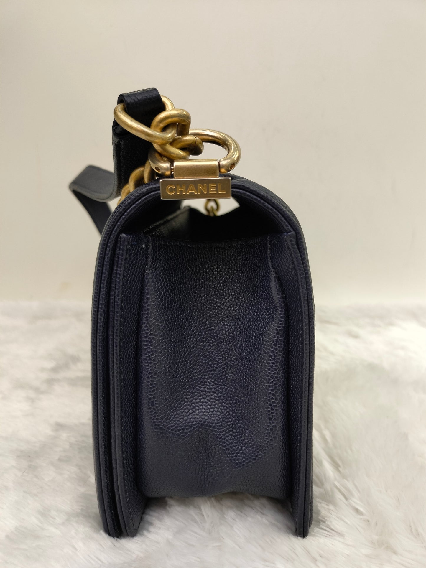 Chanel Boy 25 Caviar Navy GHW #25