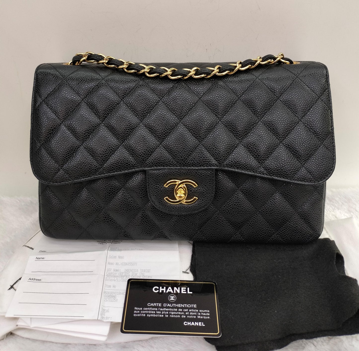 Chanel Jumbo Caviar Black GHW DF #21