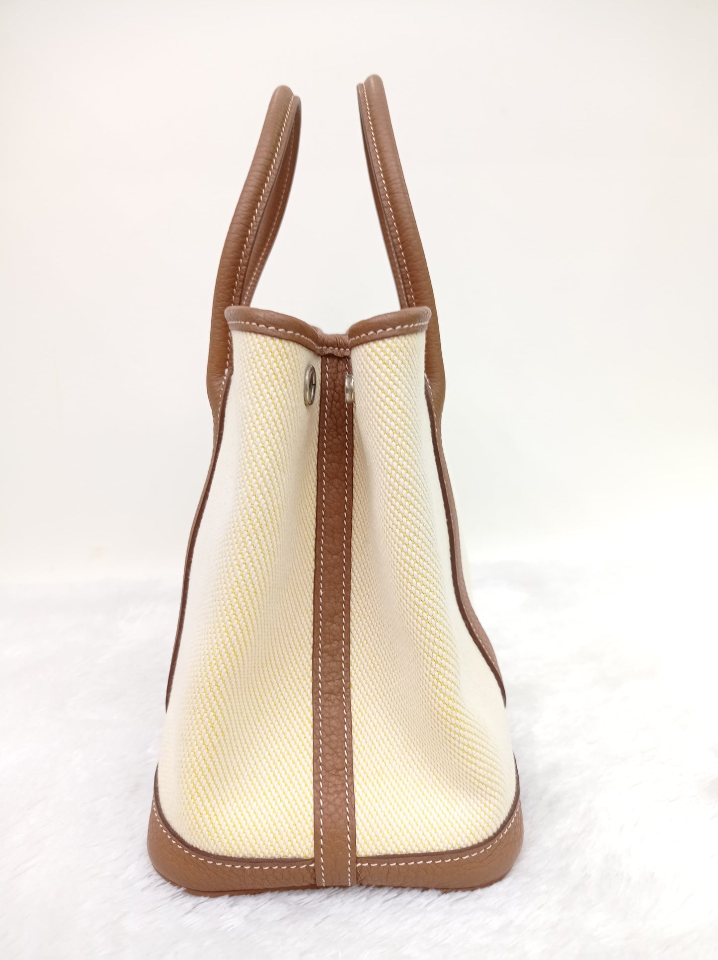 Garden Party 30 Canvas Leather Jaune Citroen Biscuit #C