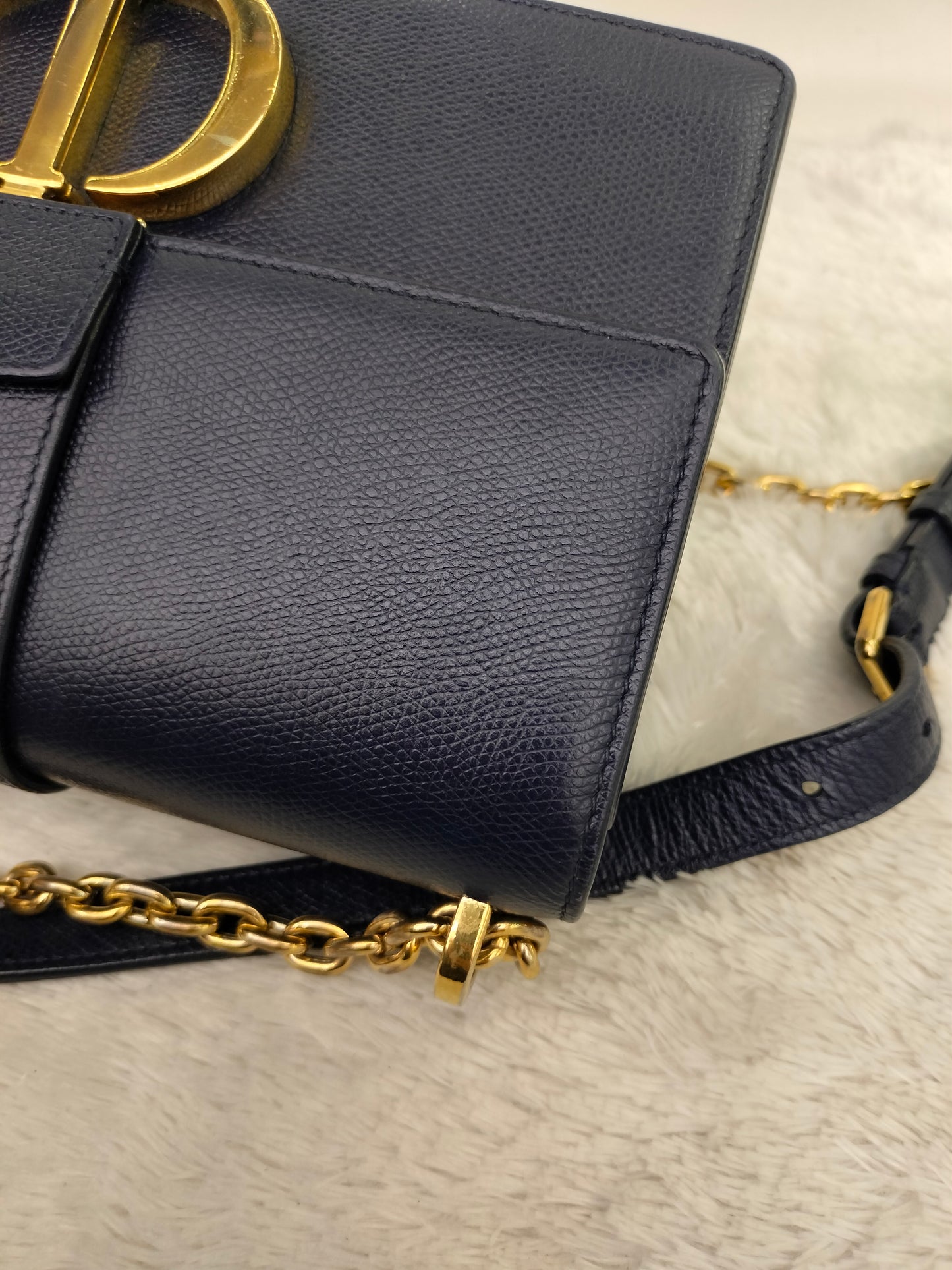 Dior Montaigne East West Grained Navy Blue GHW 2019