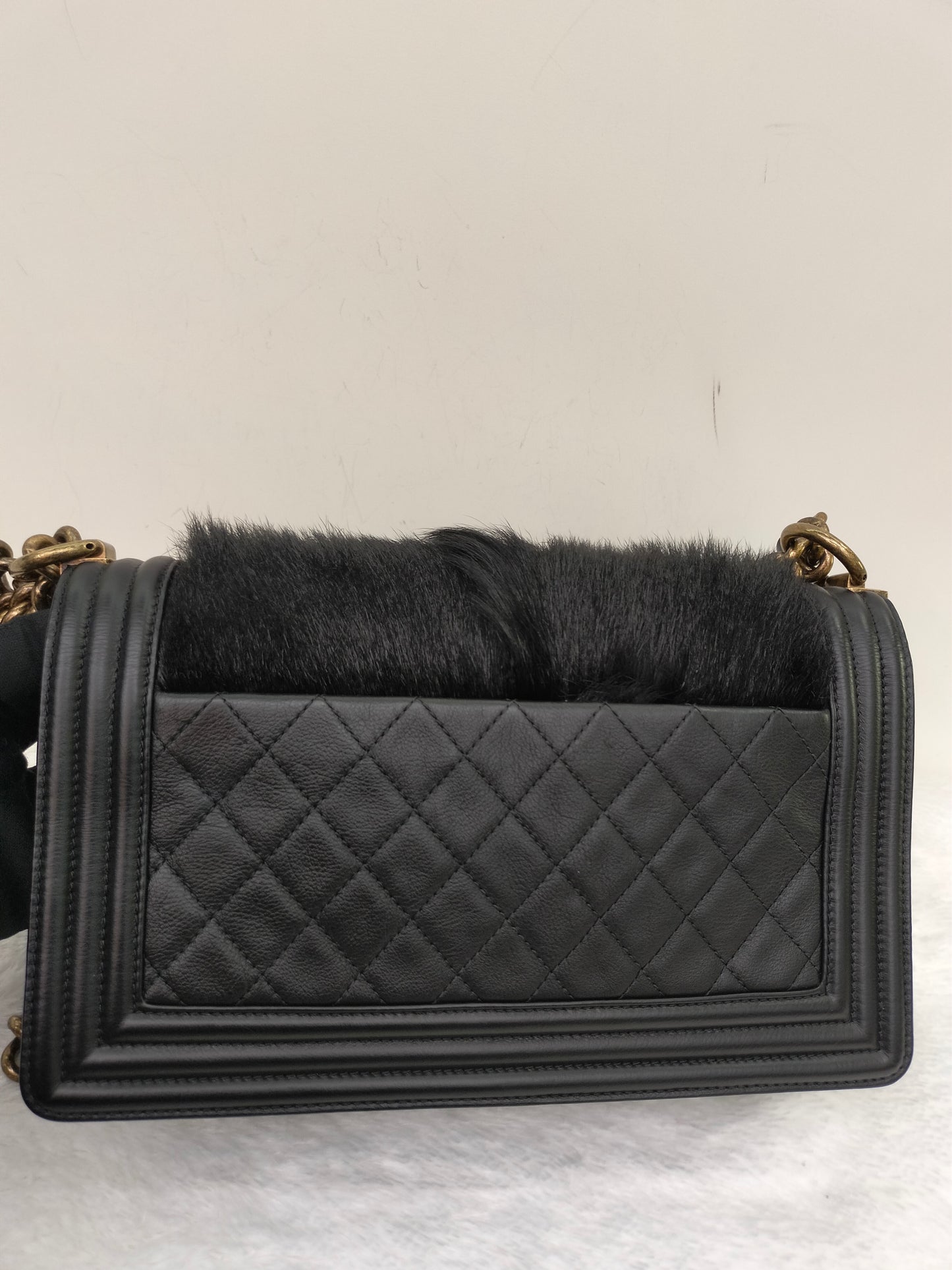 Chanel Boy 25 Fur Black RGHW #21