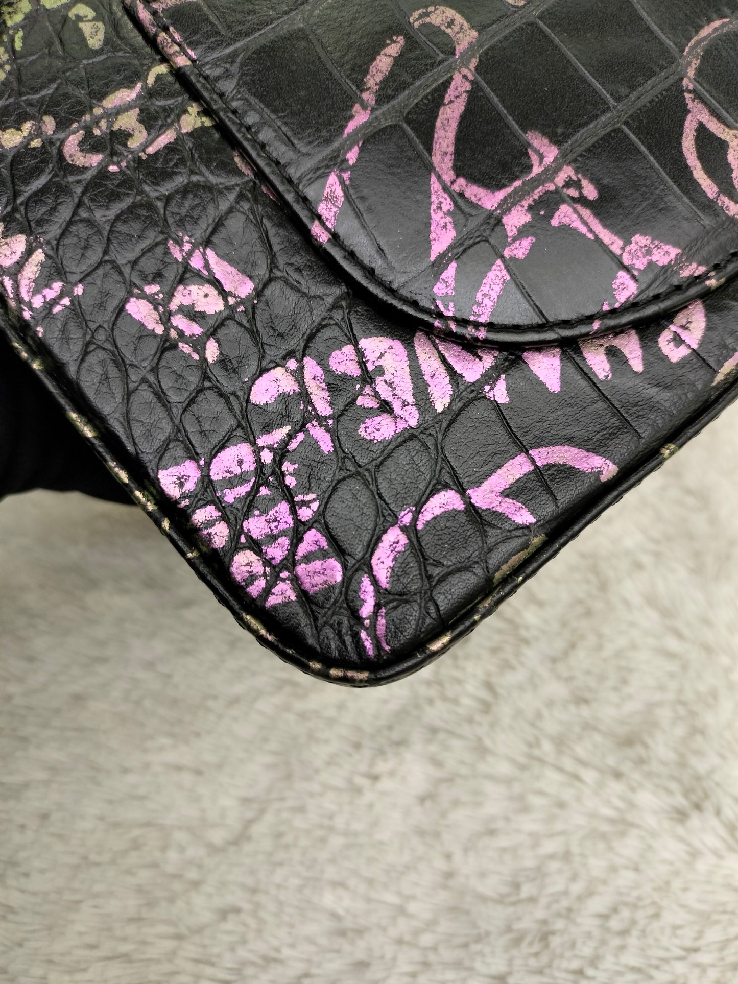Chanel Reissue Medium Croco Graffity Black GHW DF #28