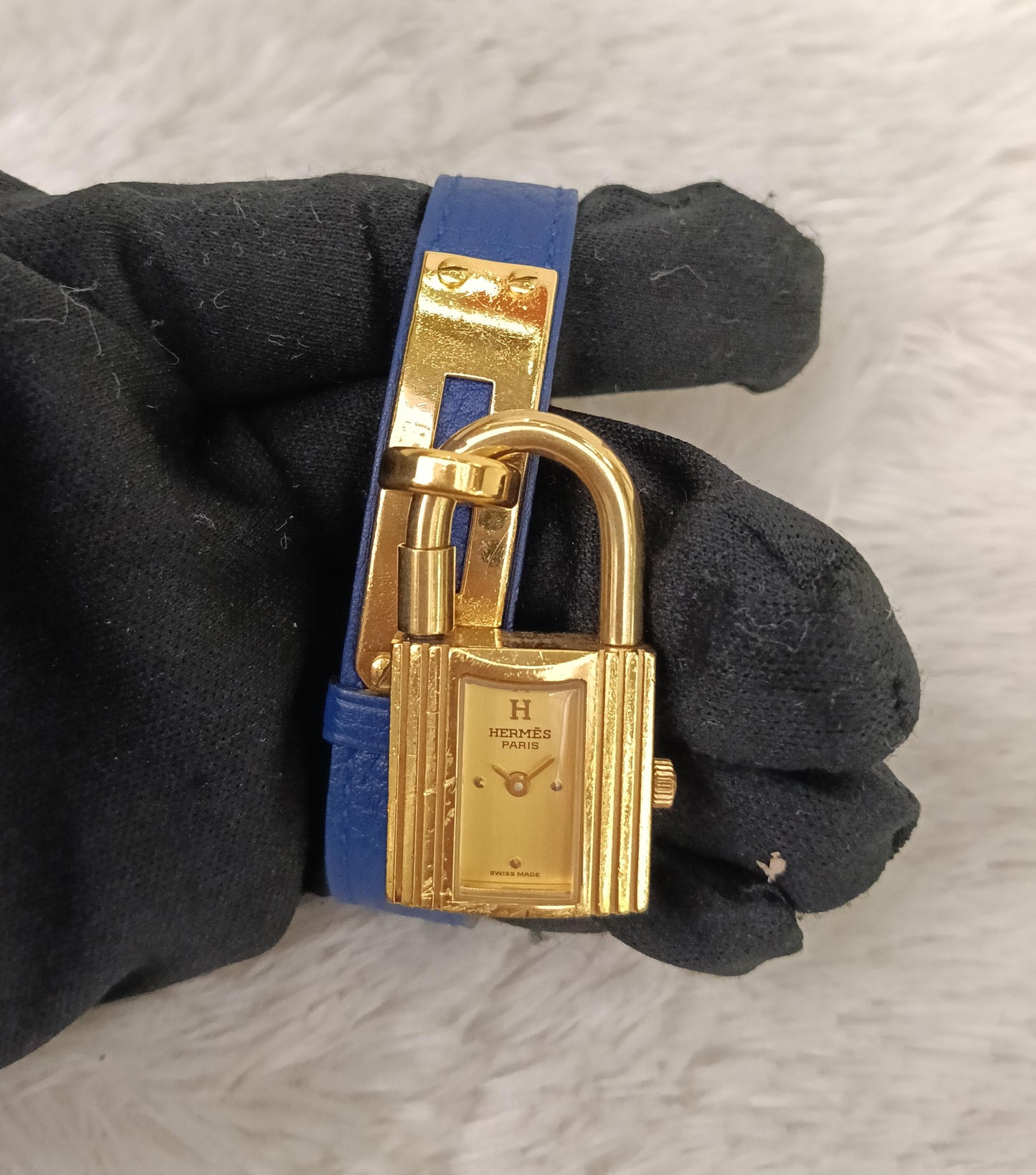 Hermes Kelly Watch Blue GHW #E square
