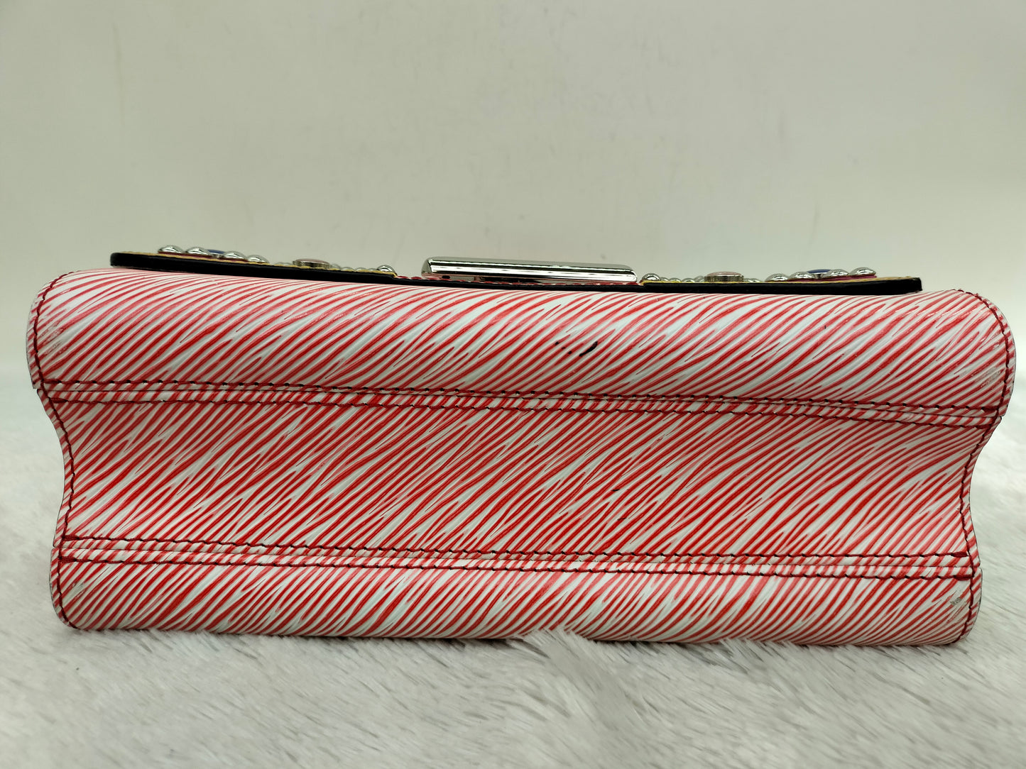 LV Twist MM Epi Studded Denim Red 2017
